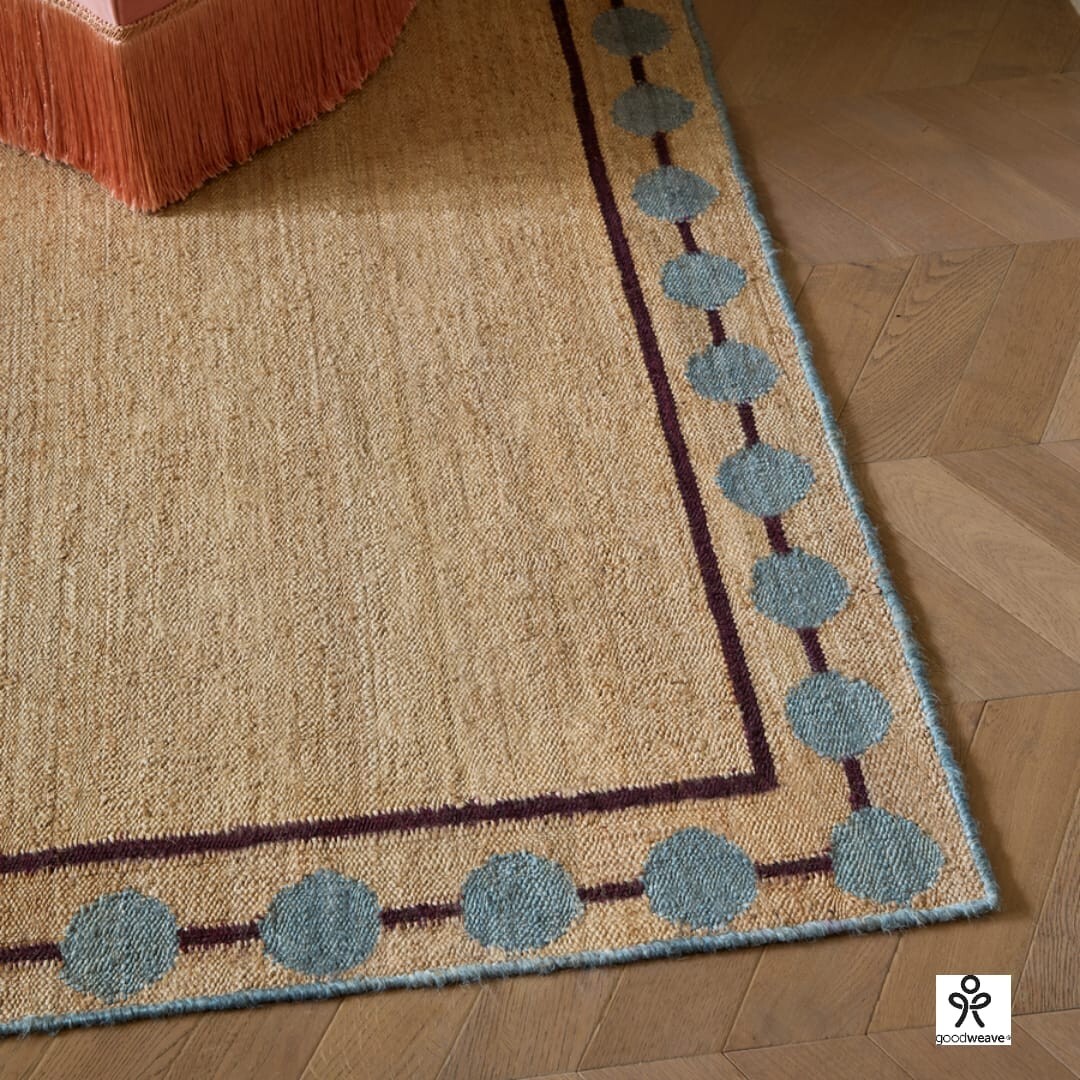 Handwoven 100% Natural jute Rustic Look Border Area Rug For Living Room, Bedroom