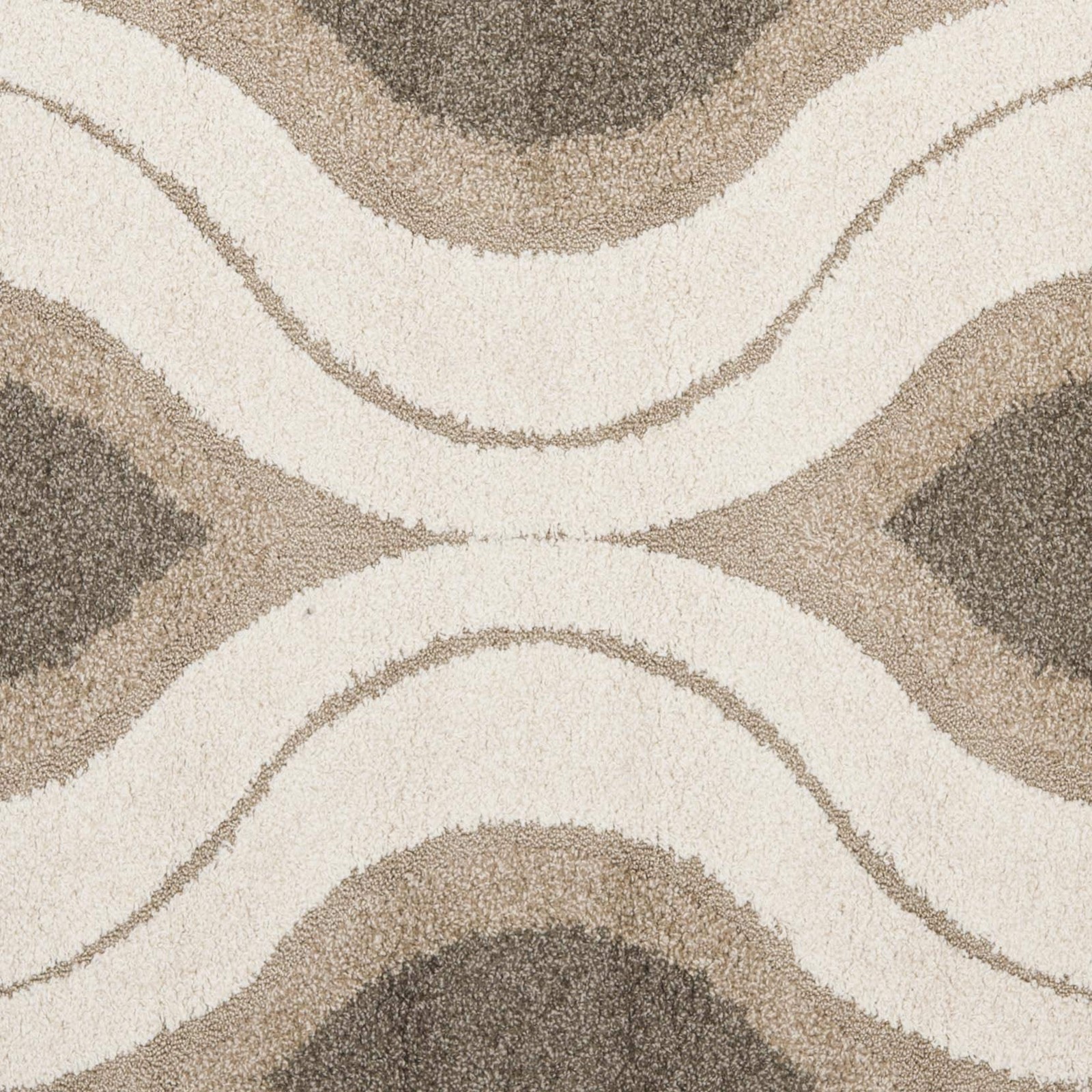 Florida Shag Collection Area Rug – 5’3″ x 7’6″, Cream & Smoke, Modern Ogee De…