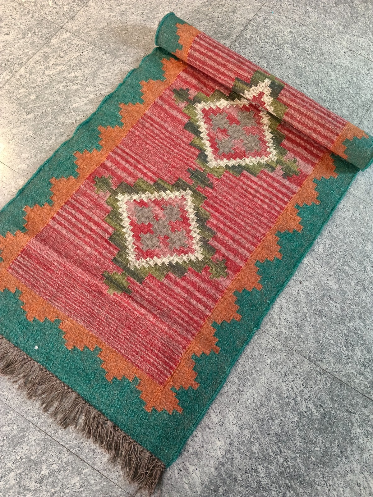 Vintage Kilim Rug aztec kilim Runner Wool Jute Rug Southwestern Stair kilim rug