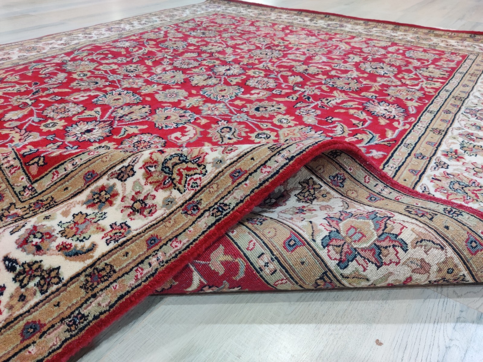 Vintage Hand Knotted Area Rug 100% Wool Red Traditional Oriental Floral Rug 6×8