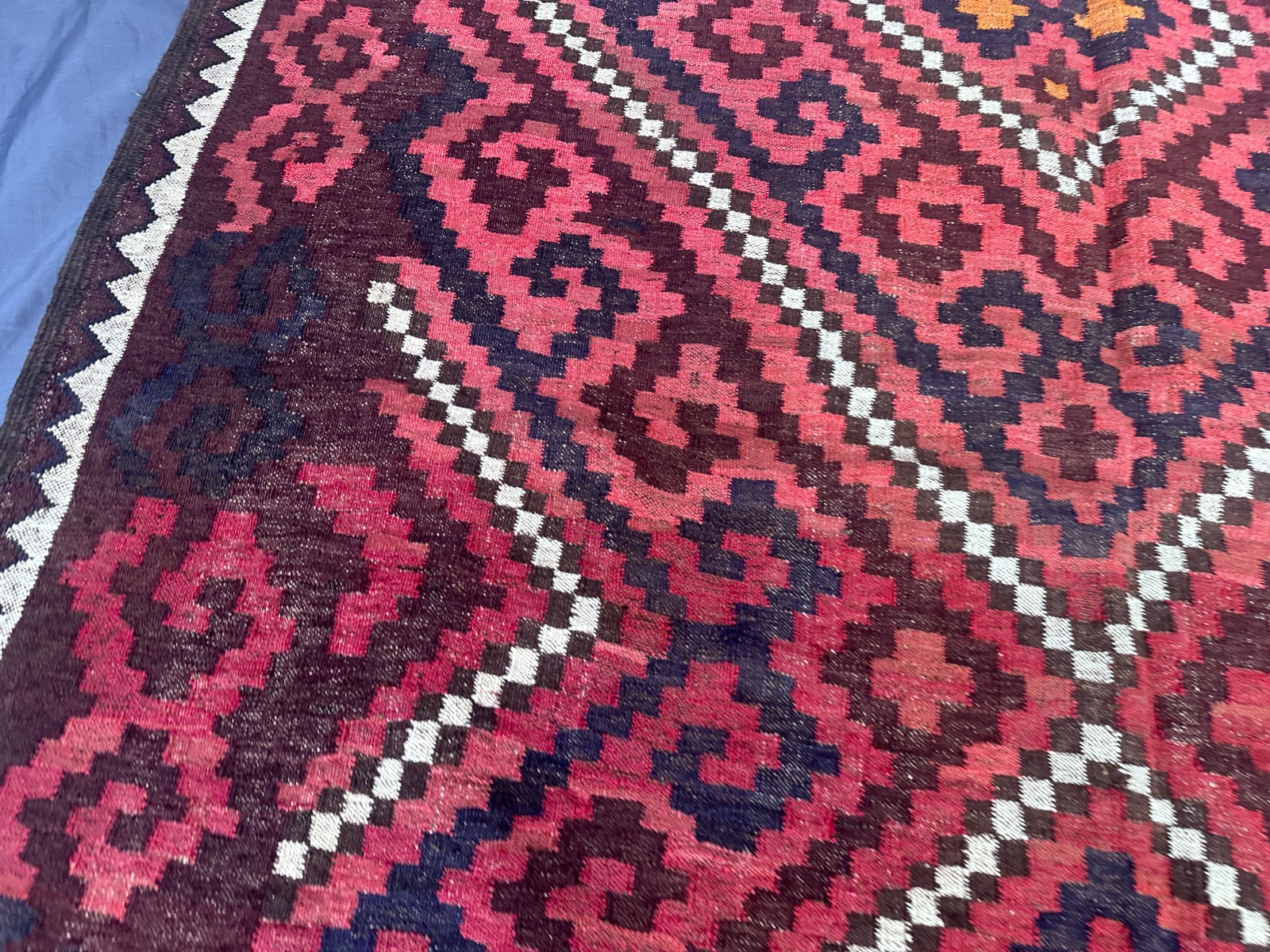 Burgundy Afghan 5.1×8.8ft Handmade Tribal Flatweave Kilim Rug Geometric Area rug