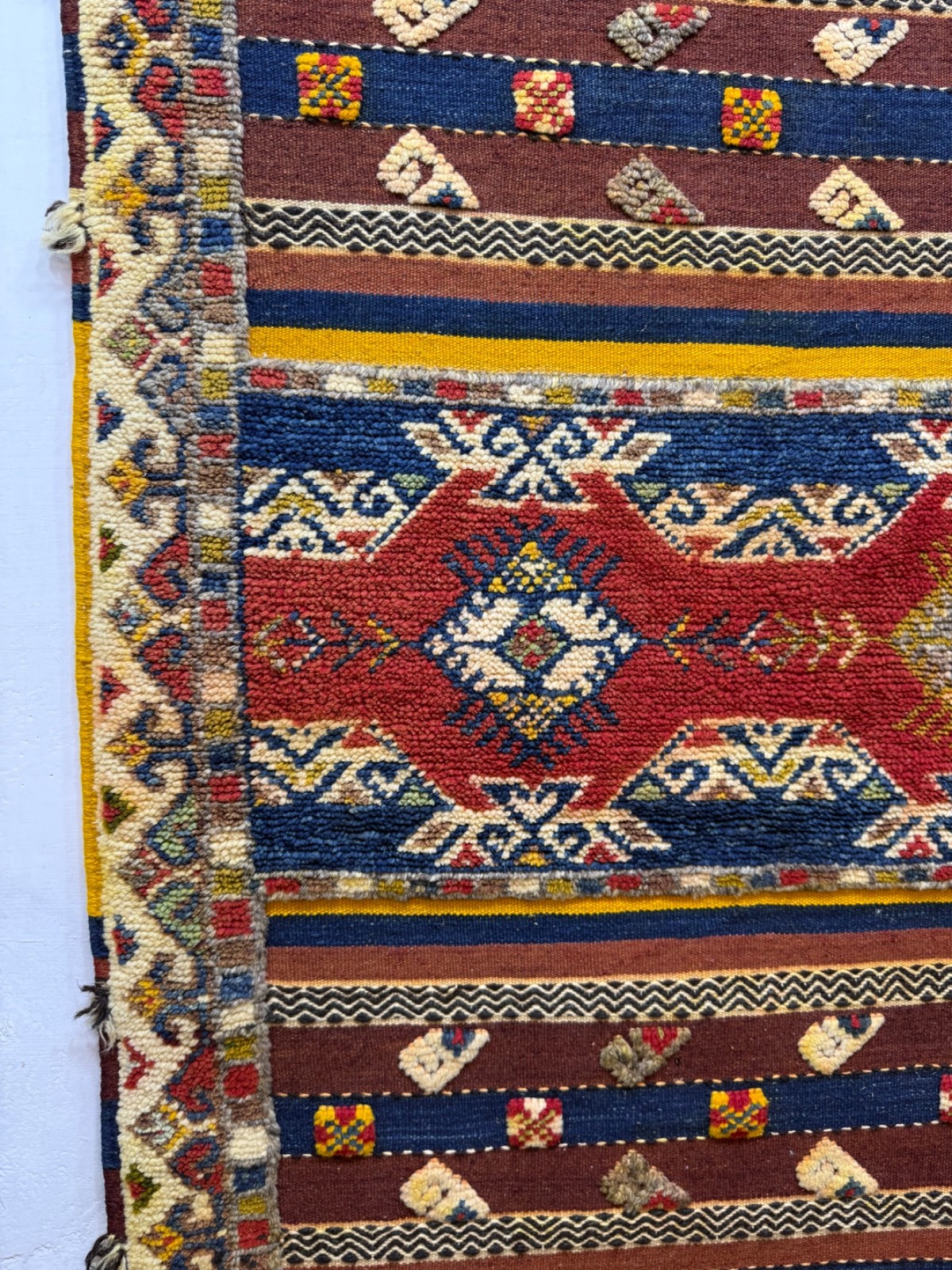 Vintage Fabulous Hand Made Moroccan Wool Kilim Rug Carpet 206×112 Cm