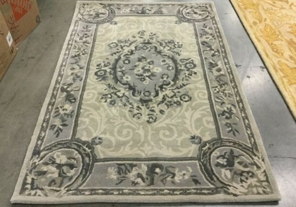 BEIGE / LIGHT GREY 4′ X 6′ Pulled Threads Rug, Reduced Price 1172634891 EM414D-4