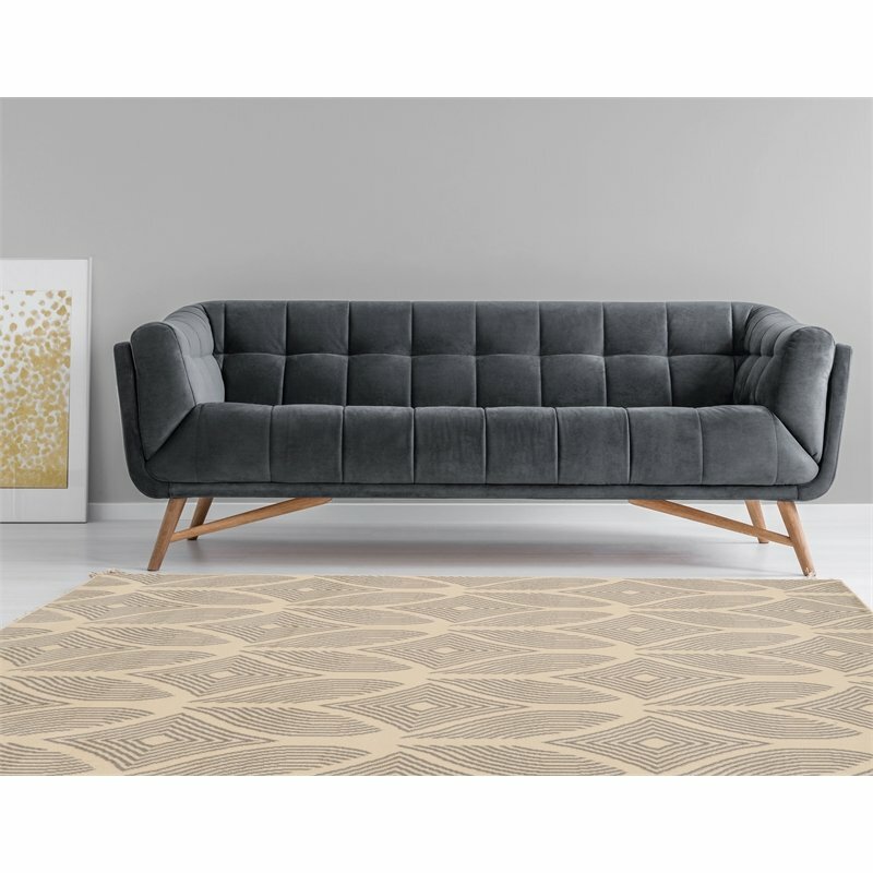 Linon Calibri Henley Polypropylene 4’3″x7’3″ Rug in Bone and Gray