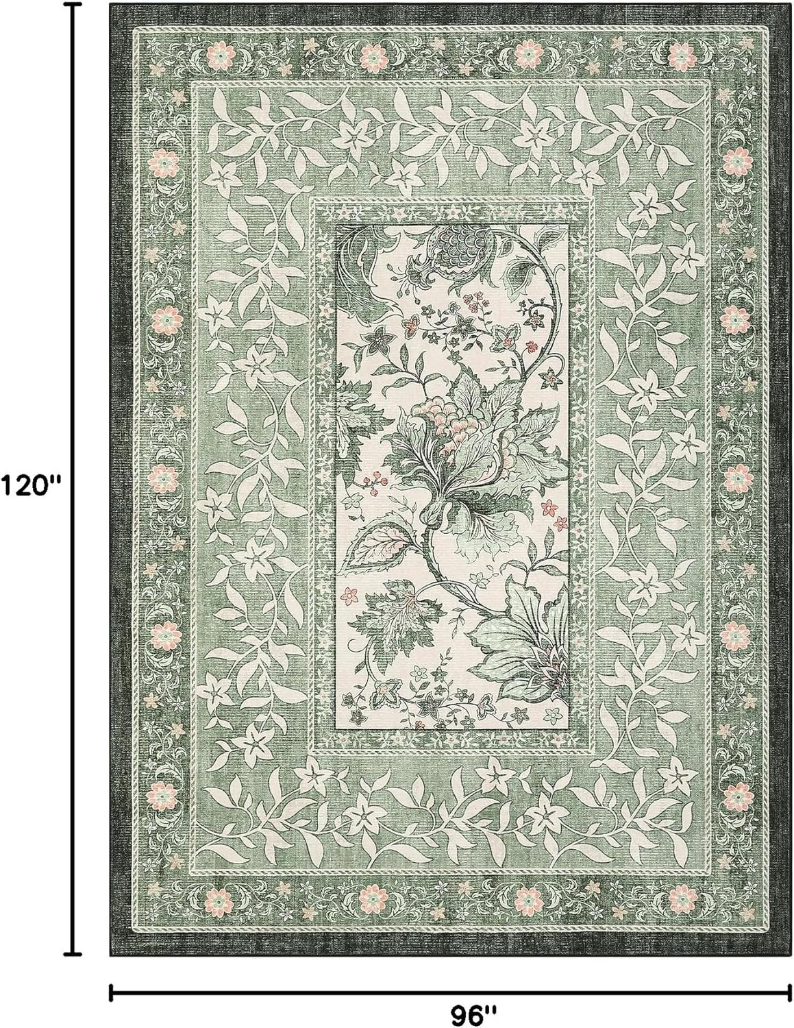Provence 8×10 Area Rugs Living Room Botanical Grove Sage Green Cottagecore