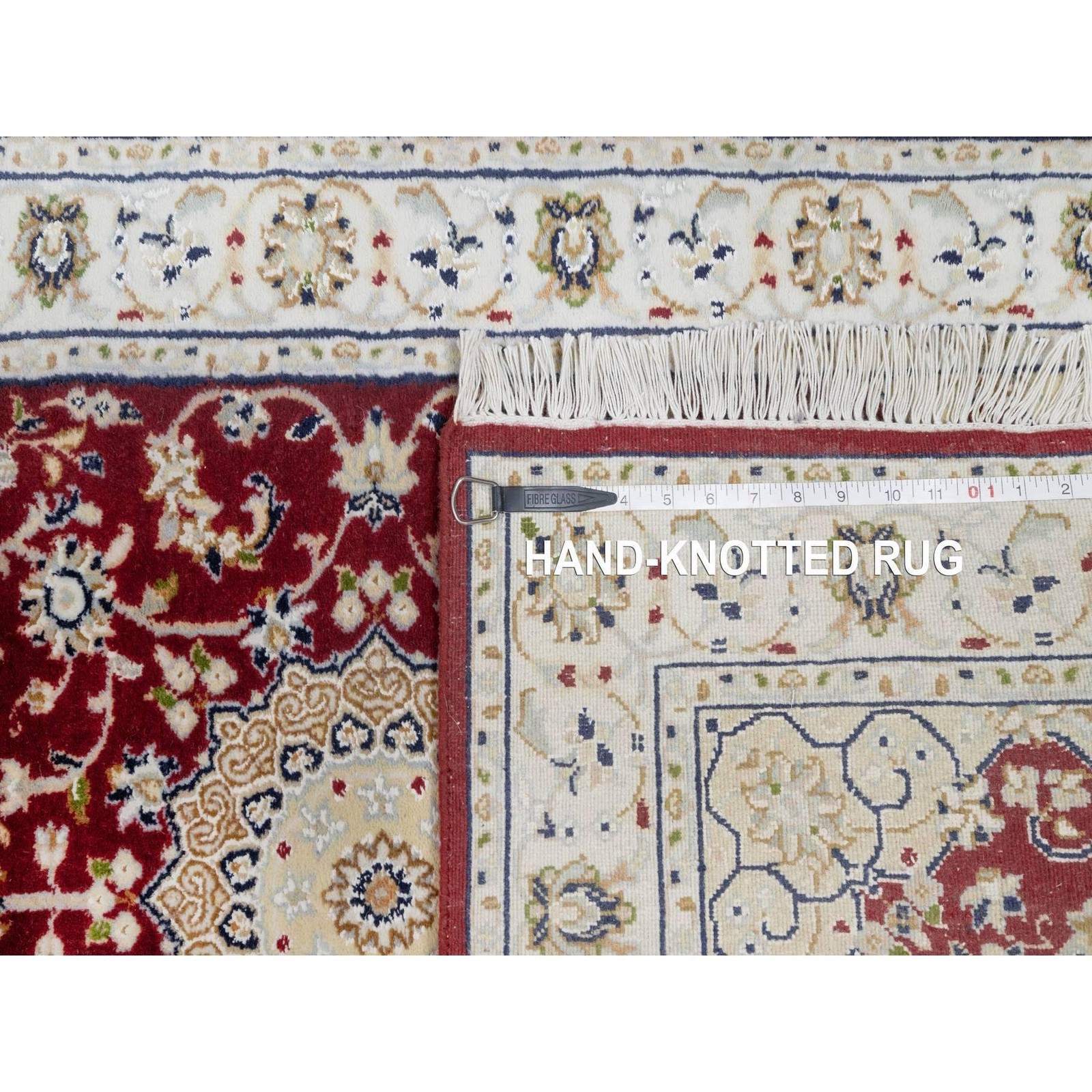 2’8″x6’8″ Rosewood Red Wool and Silk Nain Hand Knotted 250 KPSI Rug R90882