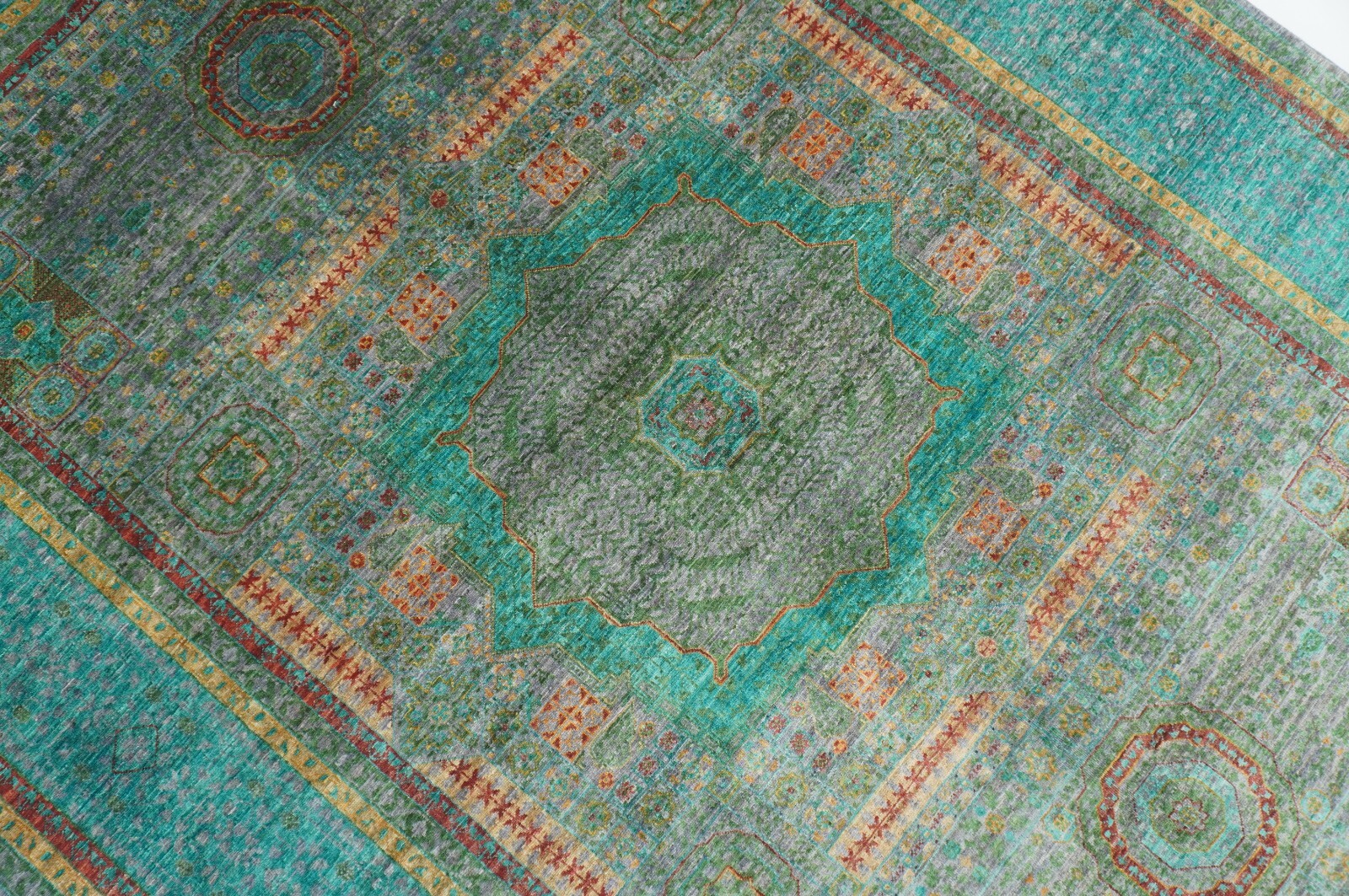 6 x 9 Ft Blueish Gray Mamluk Afghan Hand Knotted Veg dyes Wool Medallion 6×9 Rug