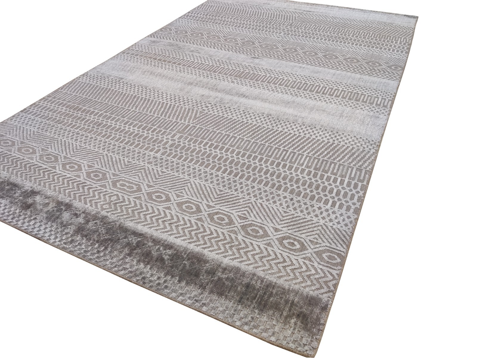 Hand Woven Wool Viscose Area Rug for Living Room 5 x 8 ft Geometric Grey Modern