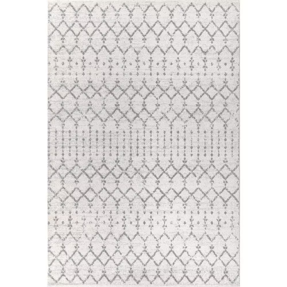 Moroccan Hype Boho Vintage Diamond Cream/Gray 8 Ft. X 10 Ft. Distressed Area Rug
