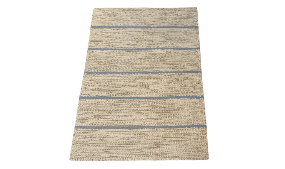 Authentic Nepali Hand-woven Kilim Carpet – Wool & Cotton Natural Grey 64x97cm