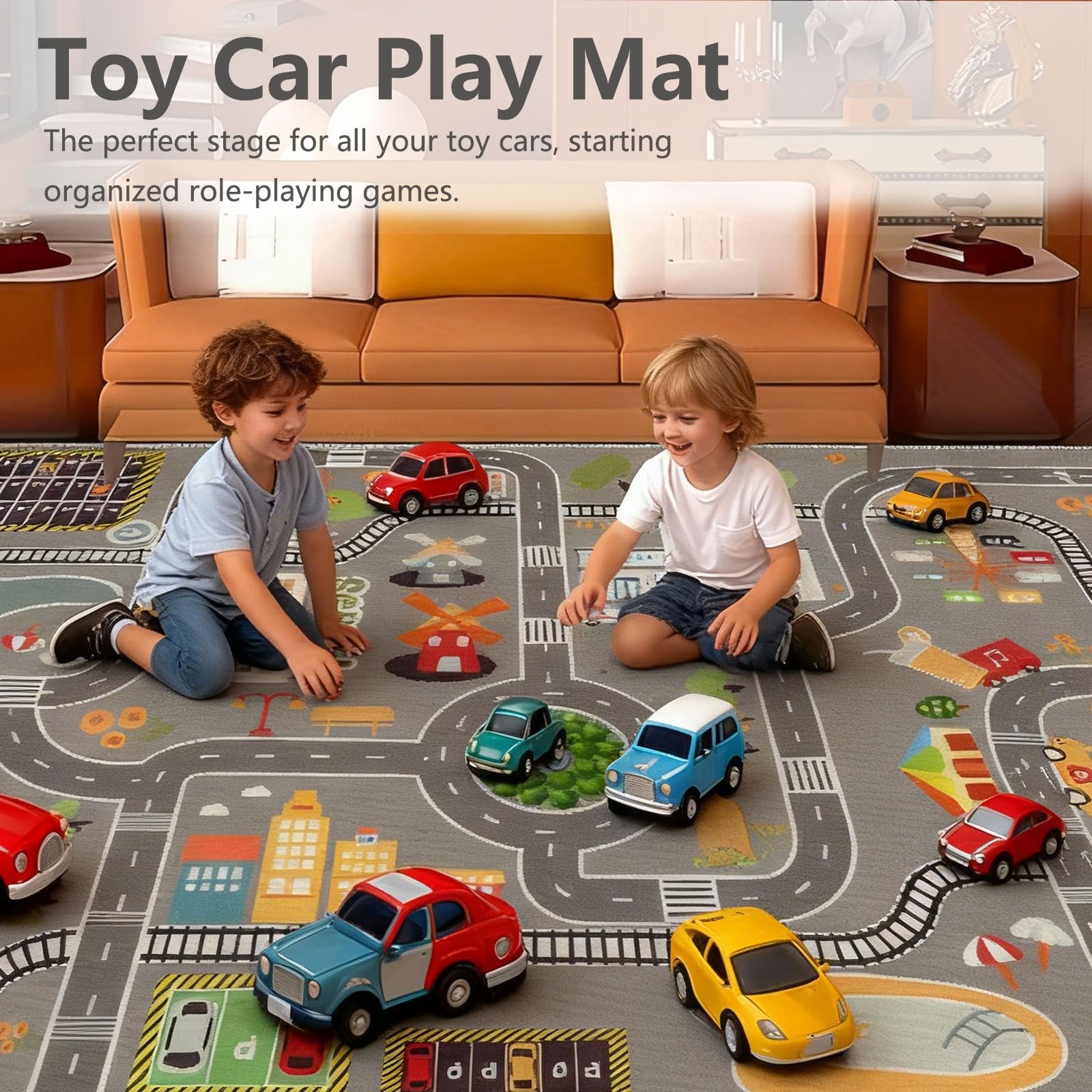 Kids Rug Play Mat Great for Playing with Cars and Toys,Educational Kid Road a…