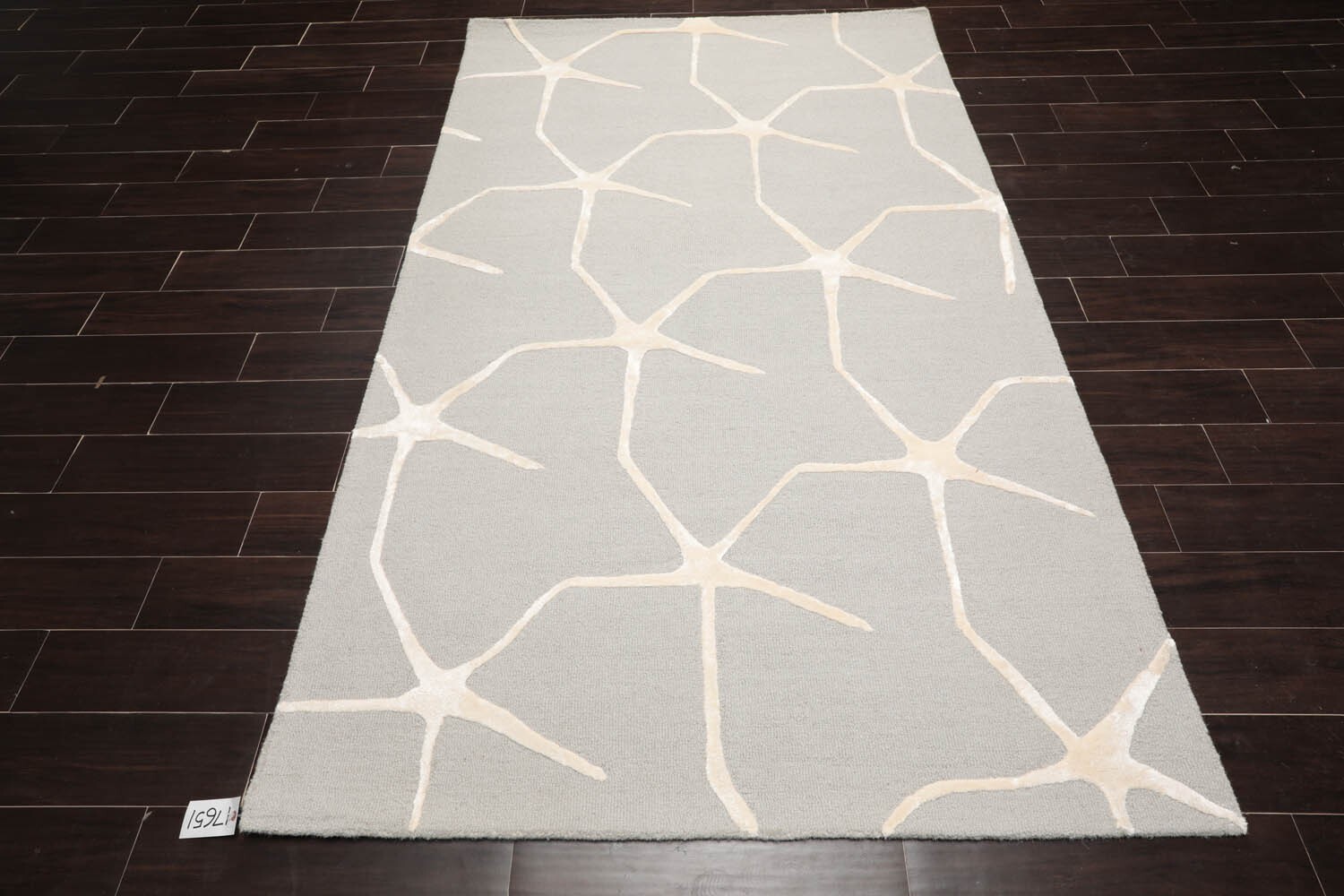 Designer Loop N Cut Pile Handmade Wool & Art Silk Modern Area Rug Gray 5′ x 8′