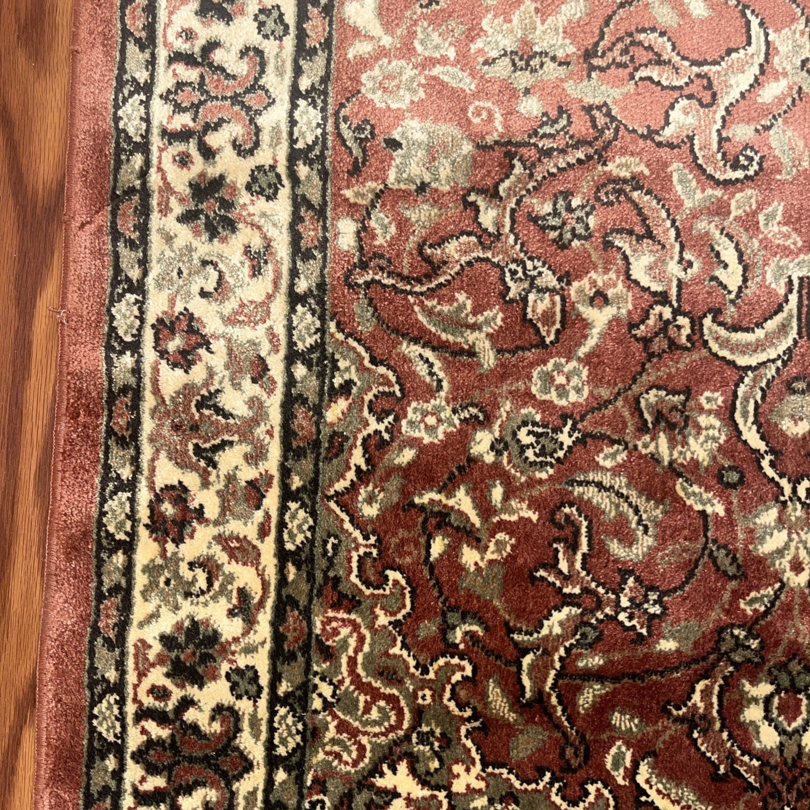 Vintage Belgium Small Area Rug, 26″ x 45” Red, Traditional Design, 100% Viscose