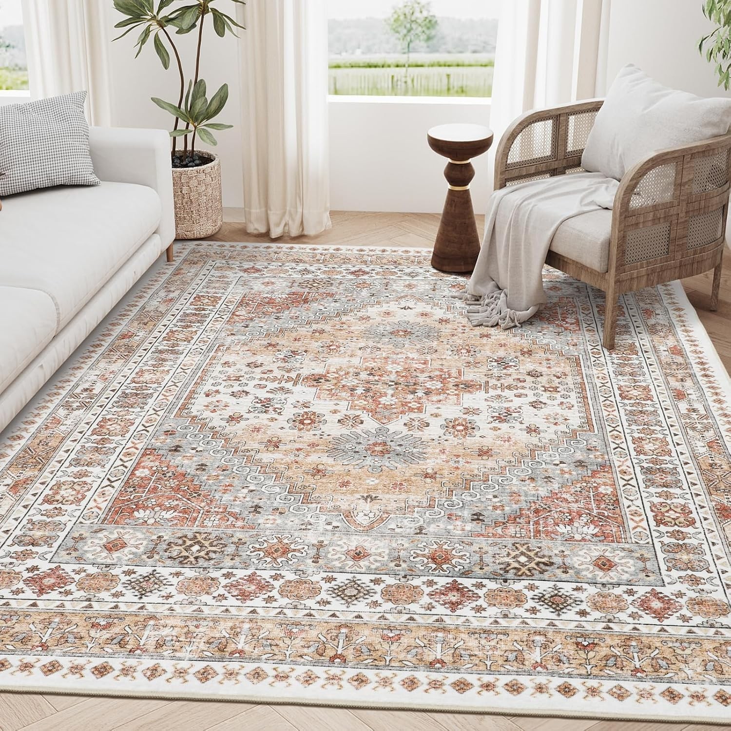 zesthome 5×7 Area Rugs – Ultra-Thin Washble 5′ x 7′ (Rectangular), Orange