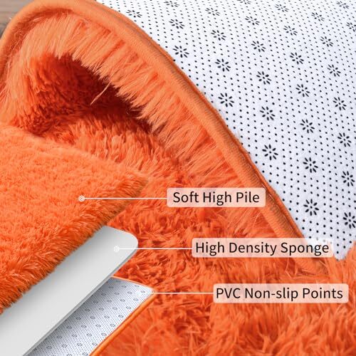 8×10 Large Area Rugs for Living Room, Ultra Soft Big Shag Rug 8×10 Feet Orange