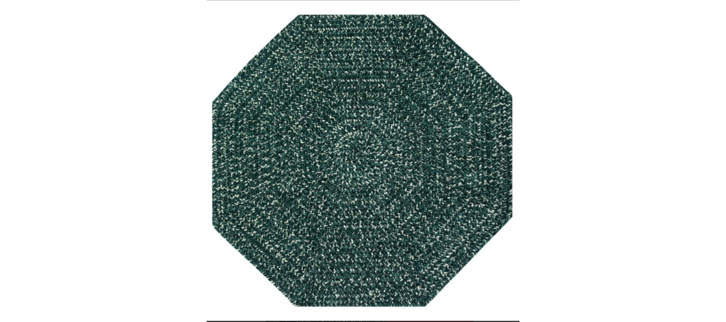 Better Trends – Chenille Tweed & Solid Braid Emerald Green Octagon Rug – 72″