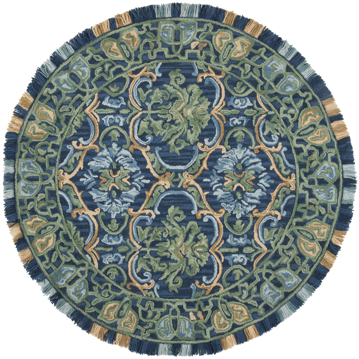 SAFAVIEH Blossom BLM422A Handmade Navy / Green Rug