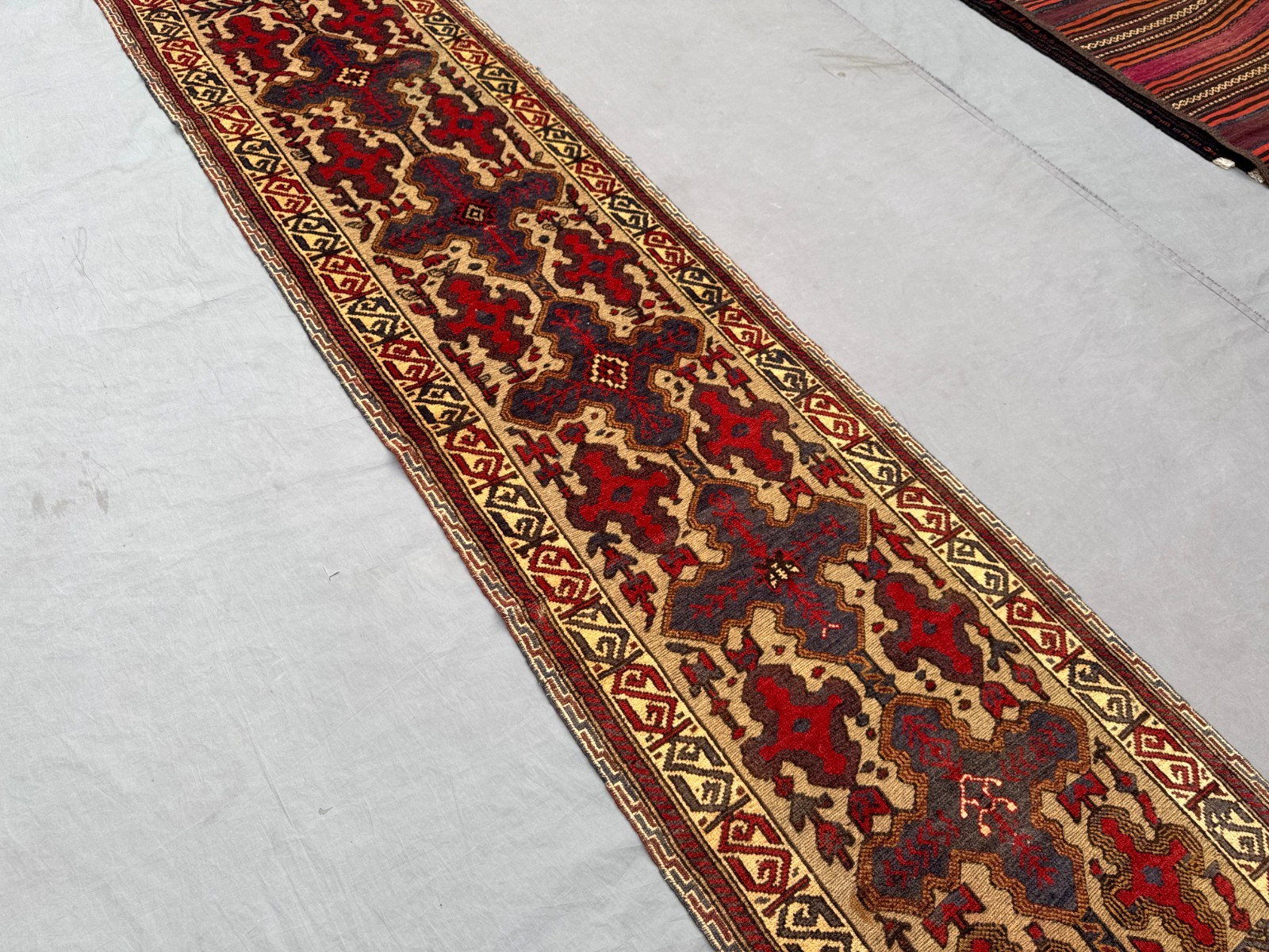 2’5 x 12’2 Ft Striking Baluchi Tribal Runner Rug – Vintage Geometric Wool Carpet