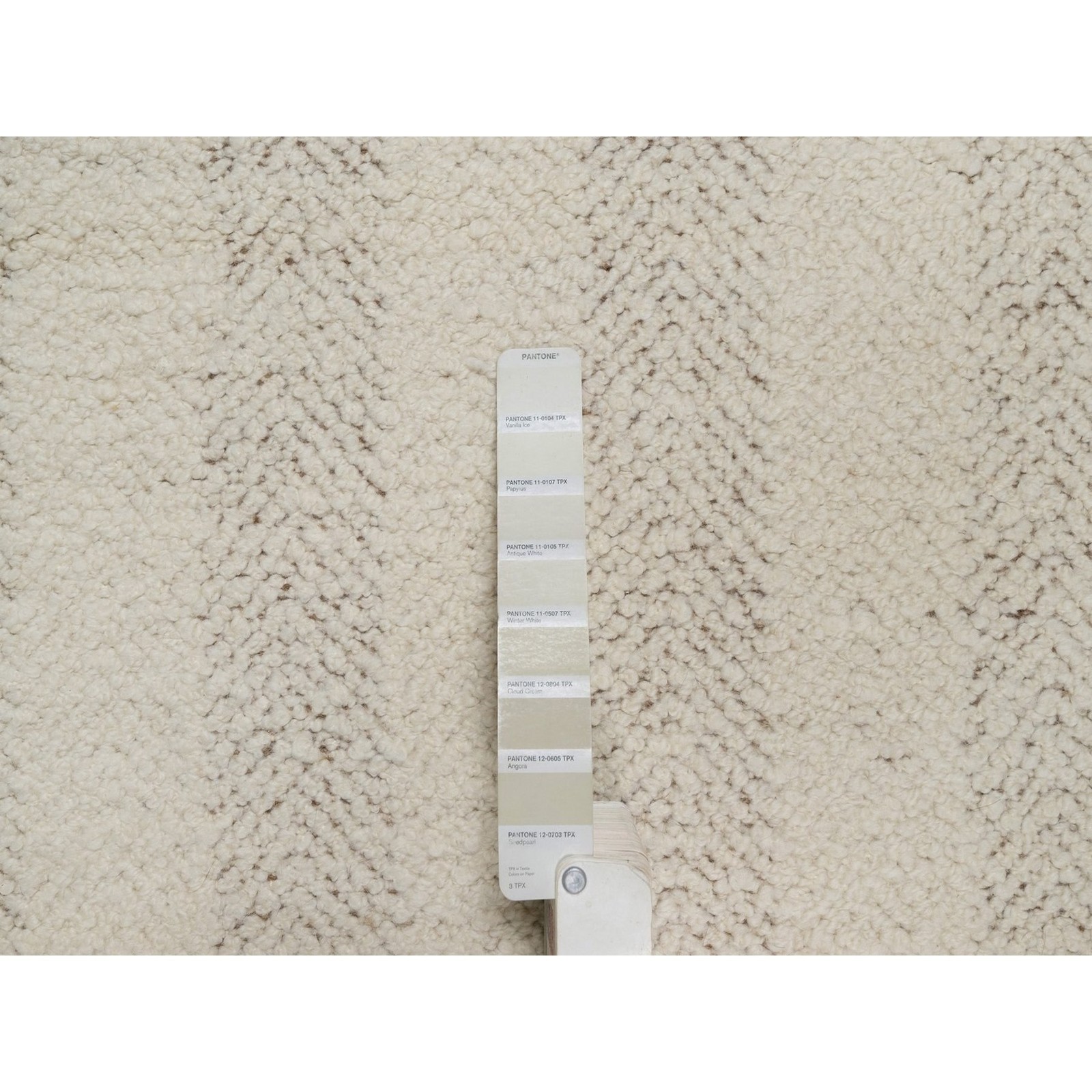 5’x5′ Ivory Modern Design Piled Flat Weave Hand Knotted Wool Round Rug 92279