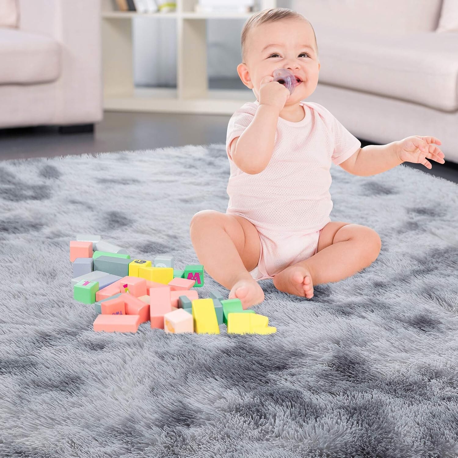 Ultra-Plush 8′ x 10′ Faux Fur Shag Rug – Cozy Non-Slip Carpet for Living Room