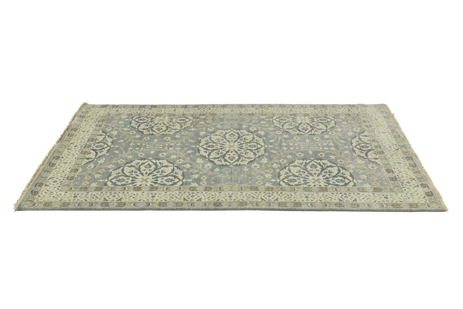 Handmade Muted Floral Transitional Oriental Rug Entryway Decor Carpet 5X8 ft