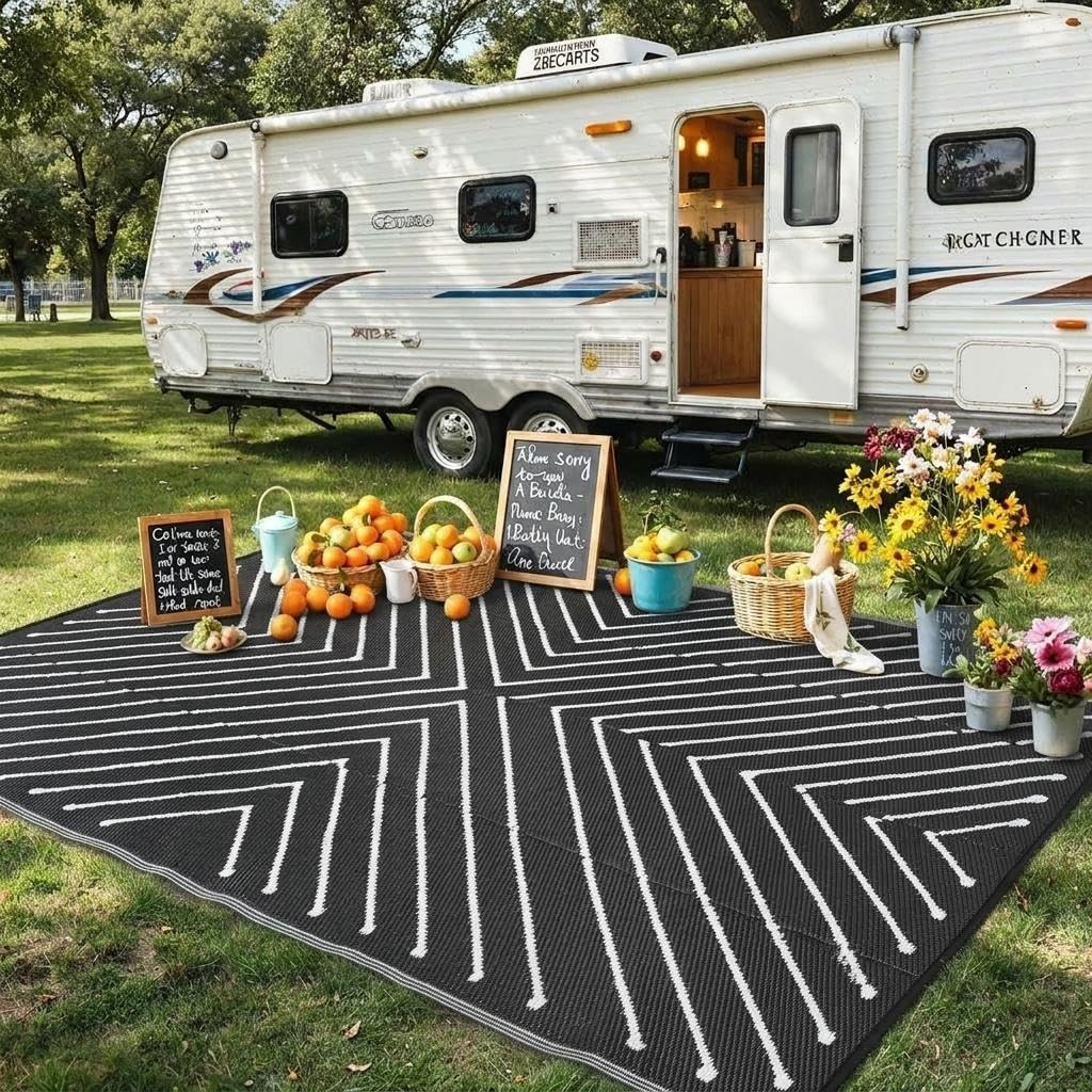 Outdoor Waterproof Reversible Portable Straw Campin Rug 5×8 /6×9 /8×10 /9×12 FT