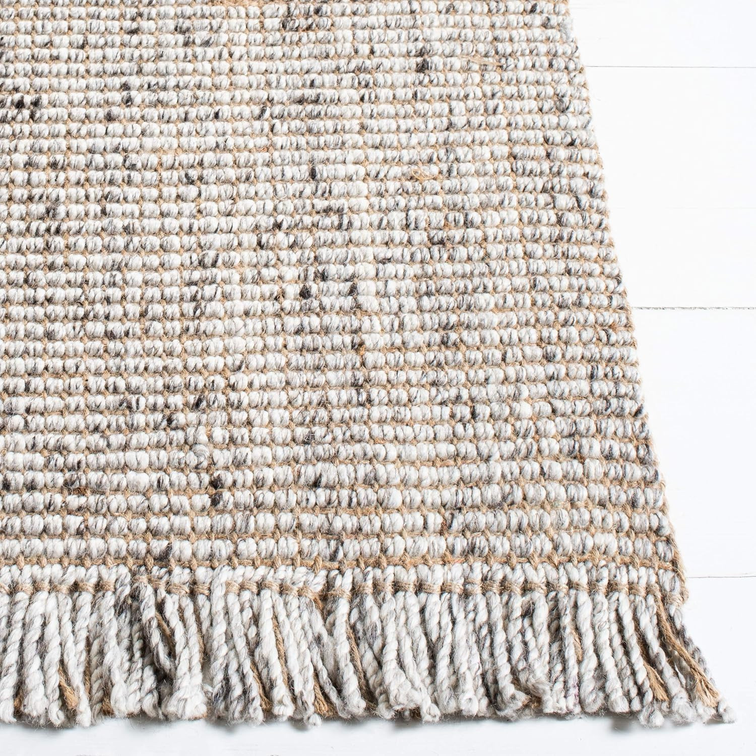 Handmade Silver & Natural Jute Area Rug 6′ x 9′ – Perfect for High Traffic Areas