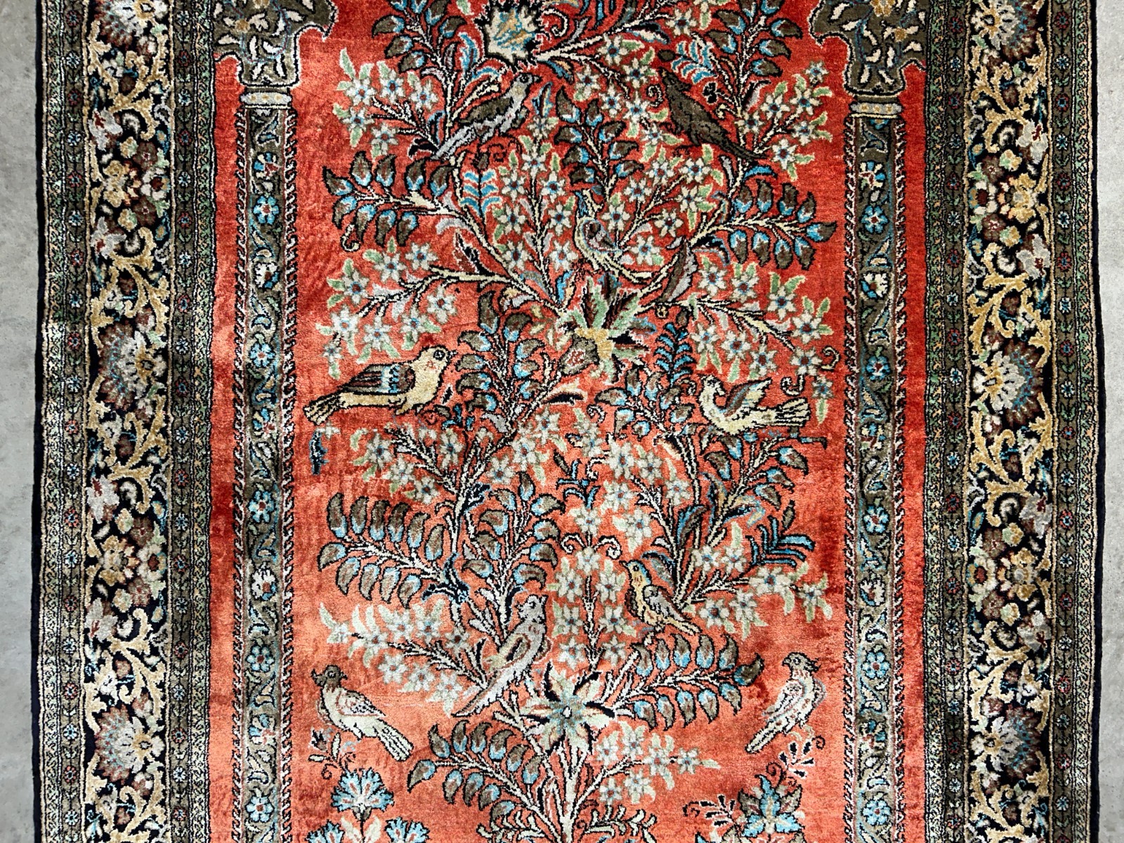 3×5 Luxurious Fine Hand-Knotted 100% Silk Pictorial Persiane Qume Rug Handmade