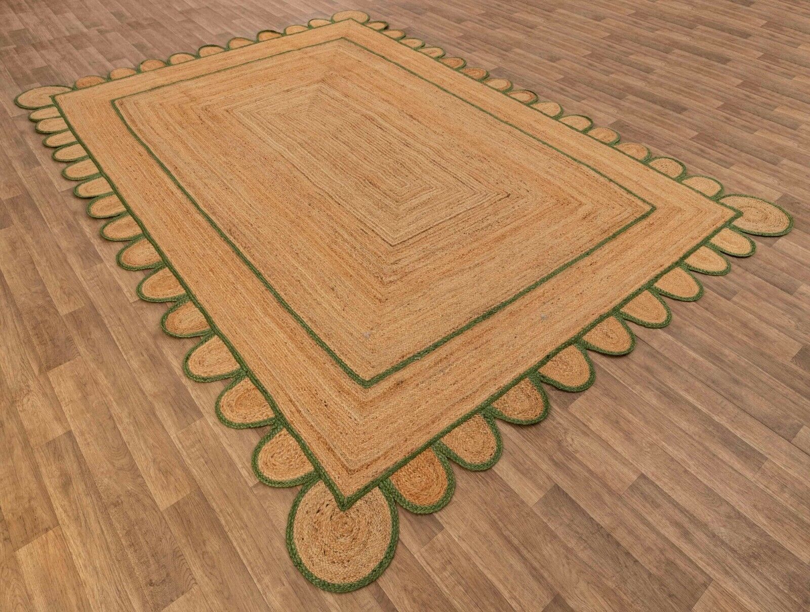 Scallop Rug For Home Living Jute Handmade Rectangle Carpet Beautiful Design Rugs