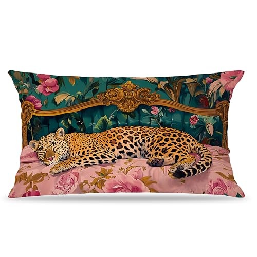 Trendy Maximalist Leopard Pillow Covers 12×20, Cheetah Animal Pillow Cover -a