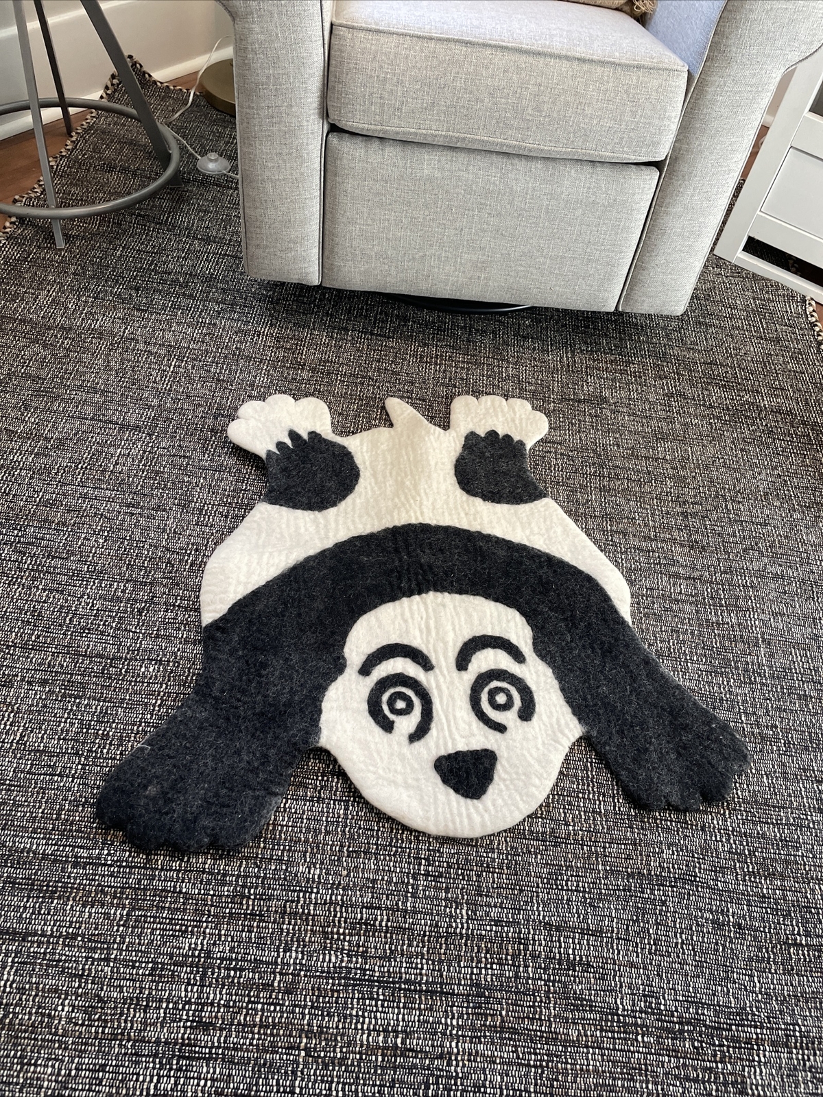 Panda Shape 3’0”x 2’8” ft 100% Felt woolen Area Rug ~kids Nursery ~