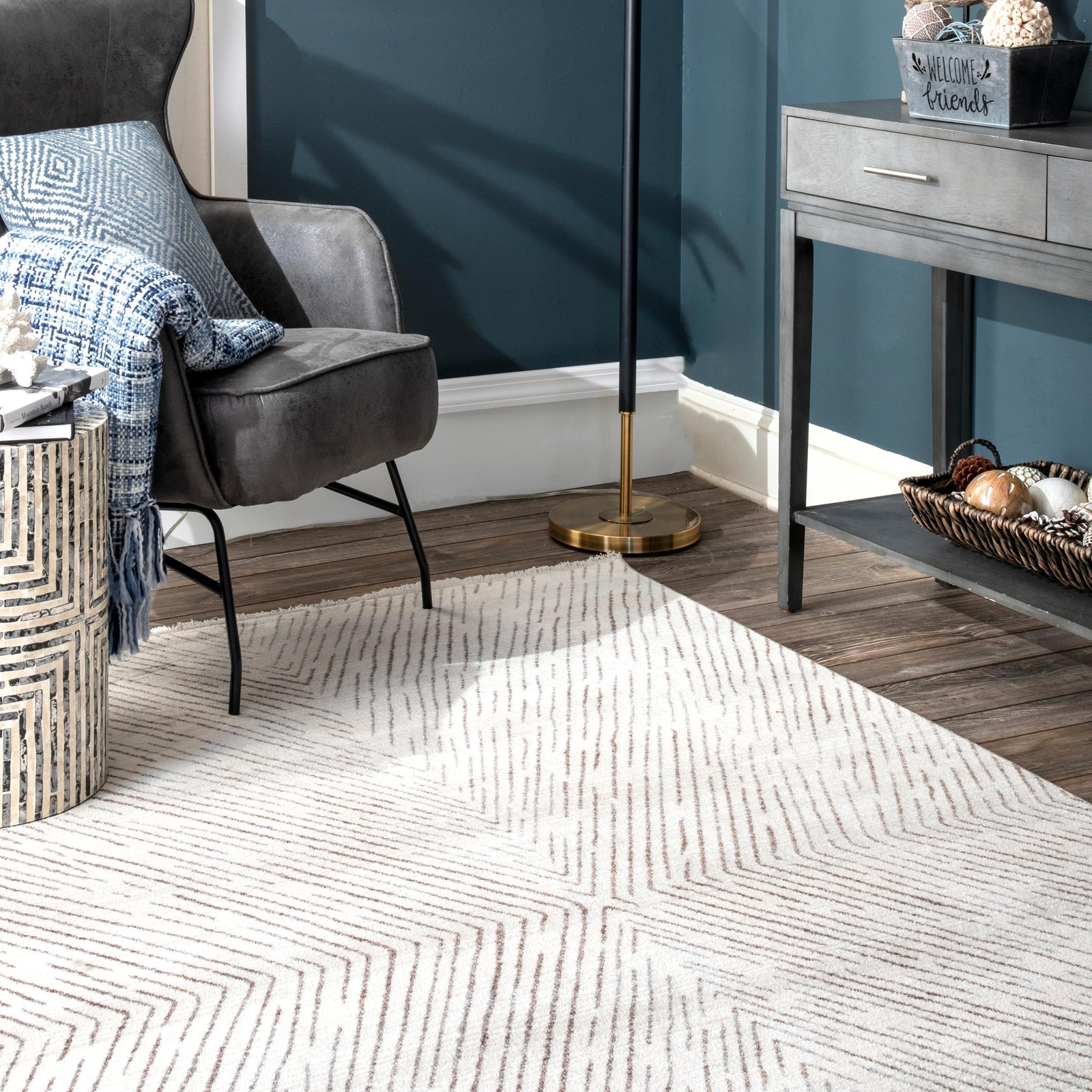 Nuloom Fringed Performance Jazlyn Beige/Ivory 4 X 6 Abstract Soft And Cozy High