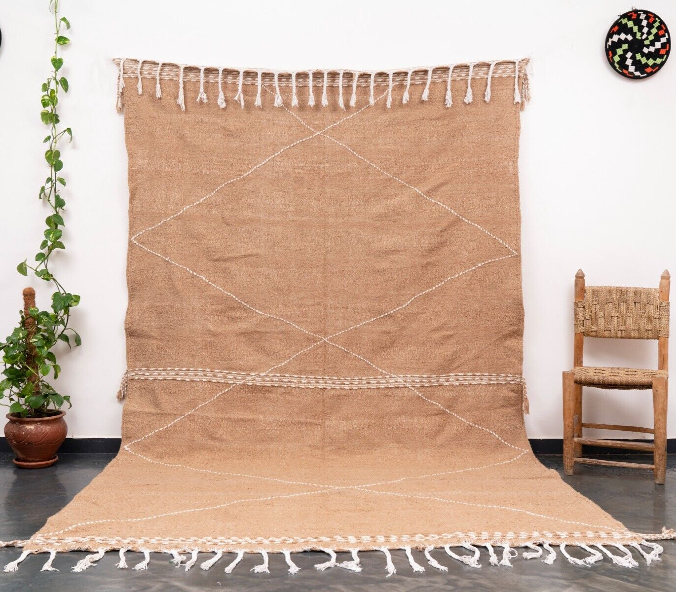 7×10 Moroccan Handmade Beige Area Rug Kilim Living Room Cotton Berber rug carpet