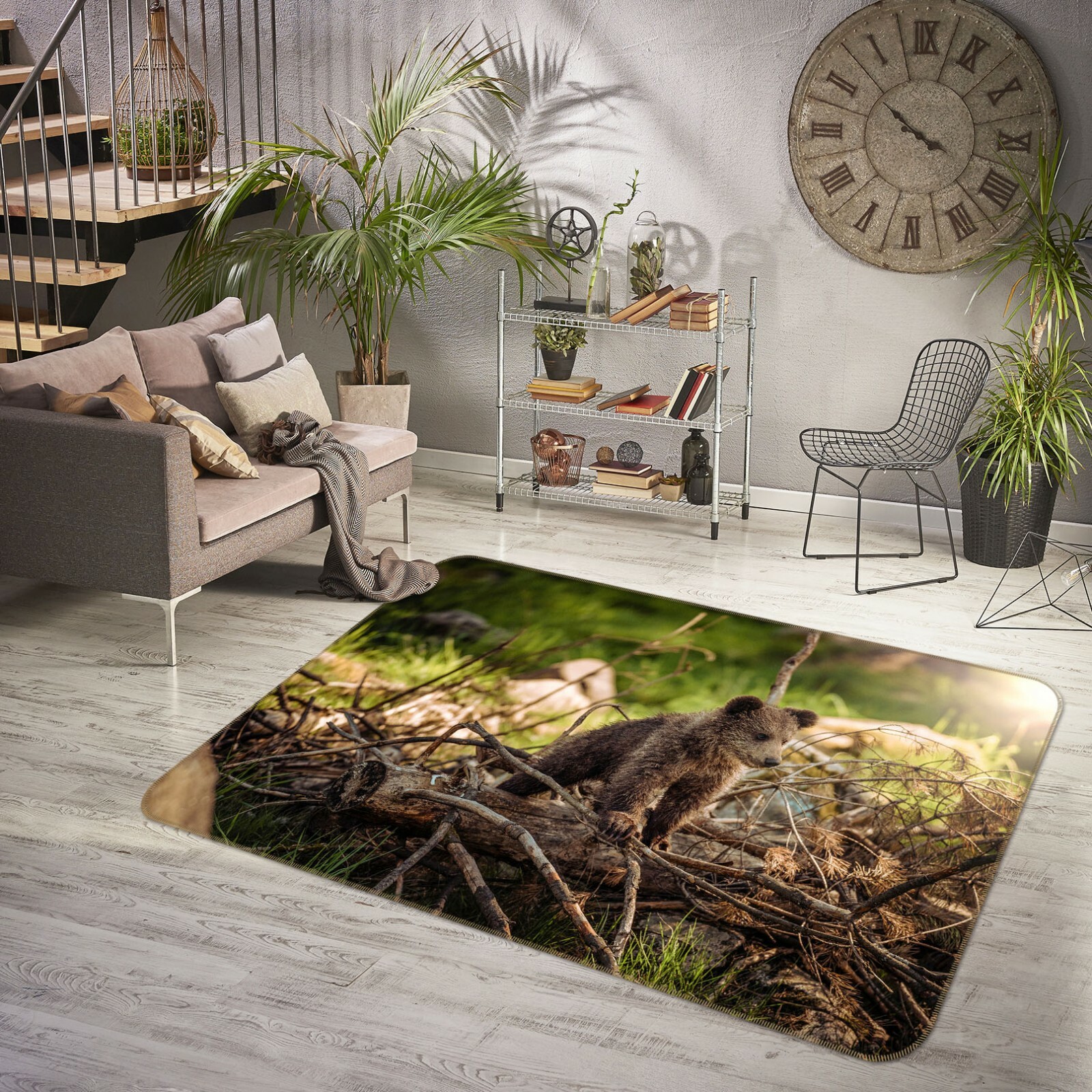 3D Bear Baby Branches B215 Animal Non Slip Rug Mat Elegant Photo Carpet Amy