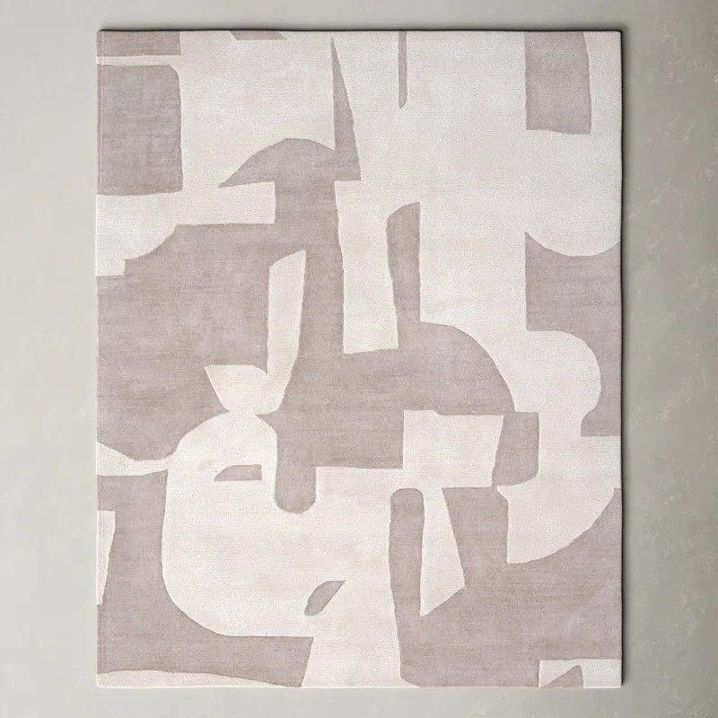 New Handmade Abstract Color Taupe/ Cream Hand Loom Viscose Area Rug Carpet Rug
