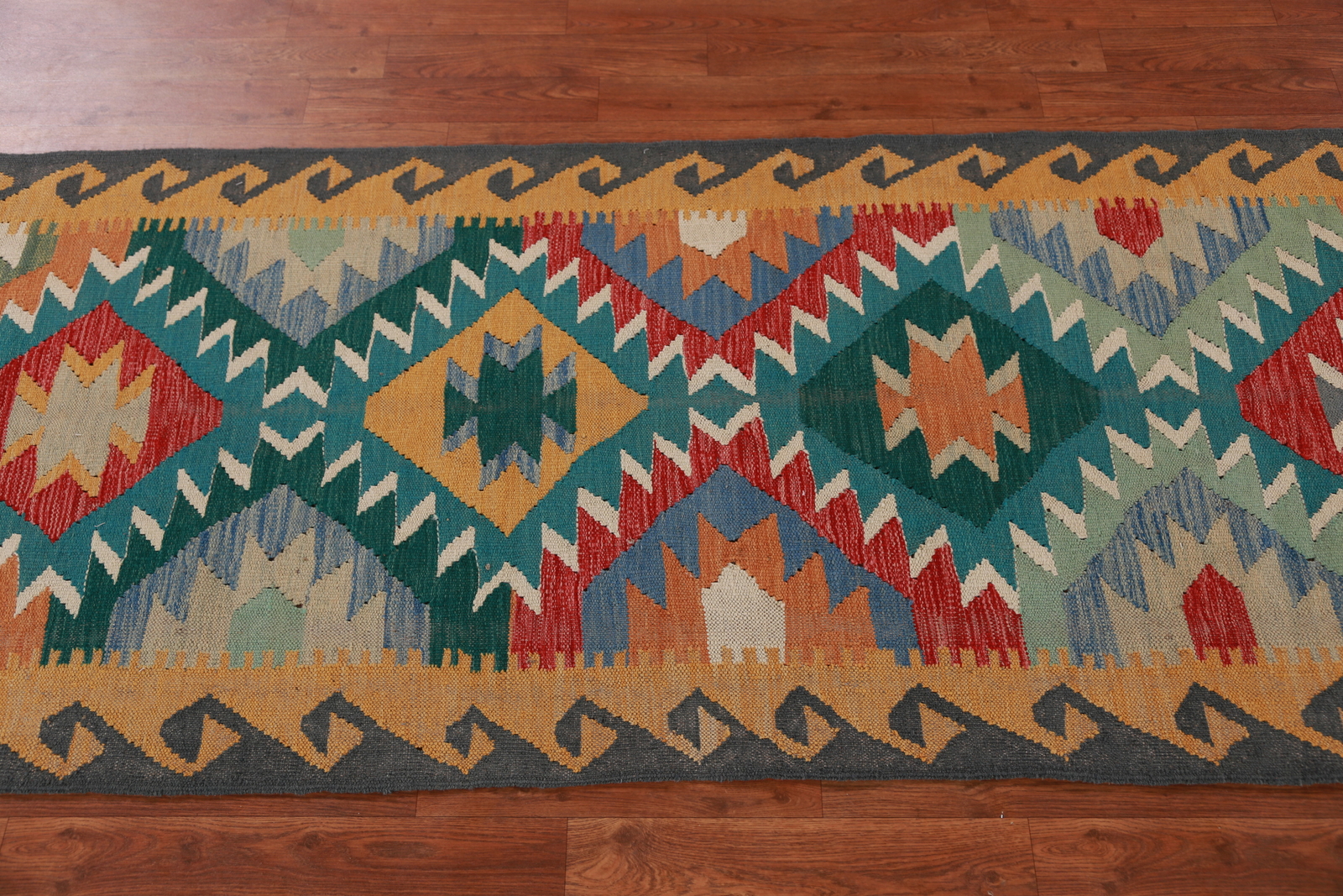 Kilim Kelim Handmade Runner Rugs Flatweave Vibrant Geometric Wool Carpet 3×13 ft