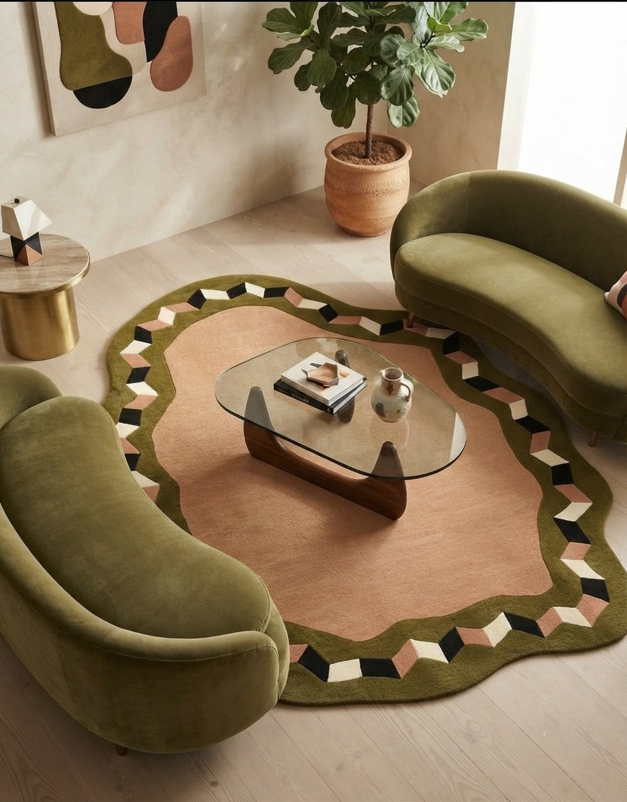 Modern Hand Tufted Rug Irregular Shape Carpet Abstract Arae Rug For Living Room