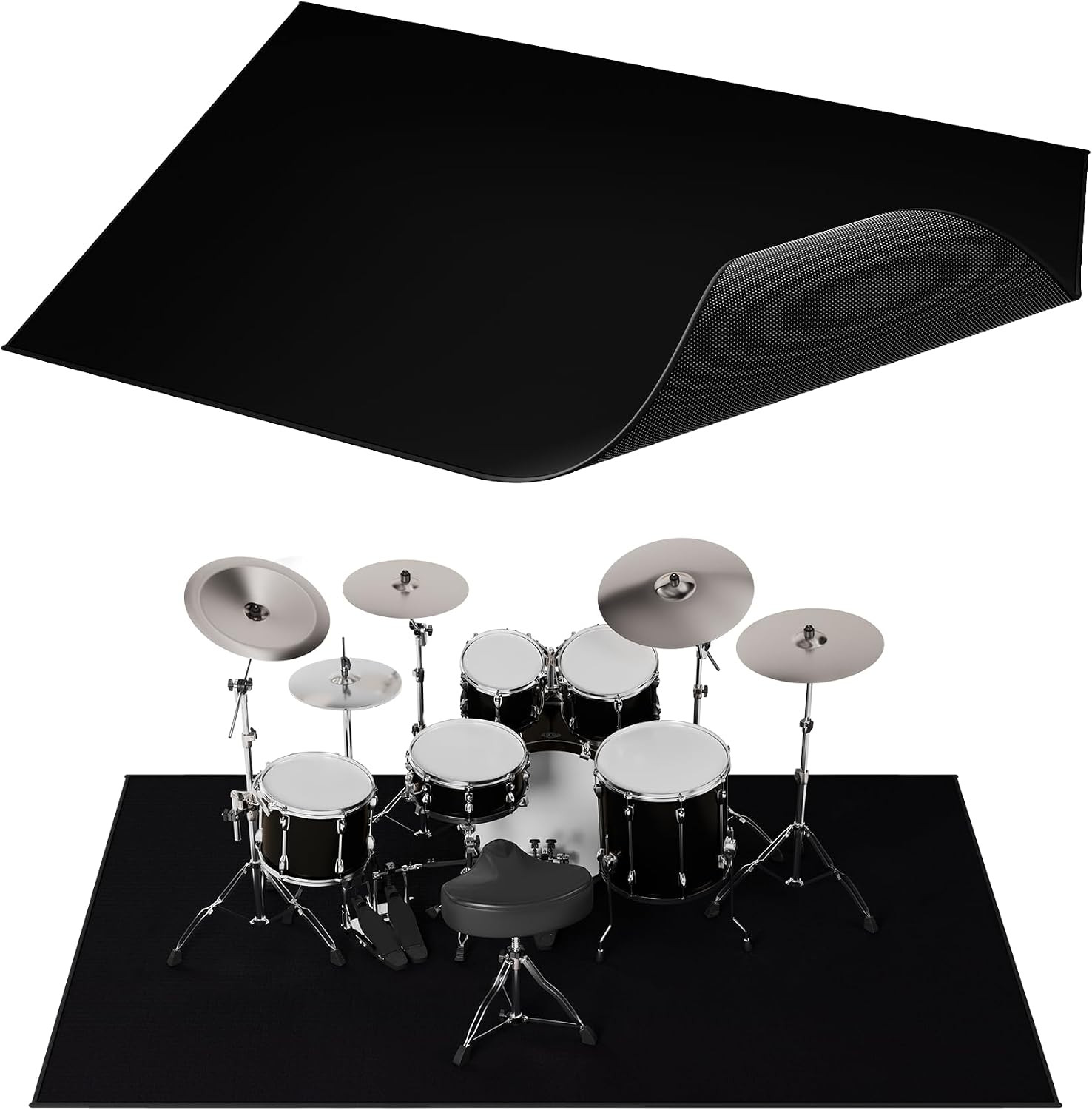 4x6FT Drum Set Rug Non-Slip Carpet Soundproof Woven Mat Black NEW