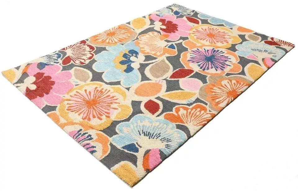 Hand-Tufted 100% Soft Wool Multi Flower Hand Med Carpet kitchen Study Room