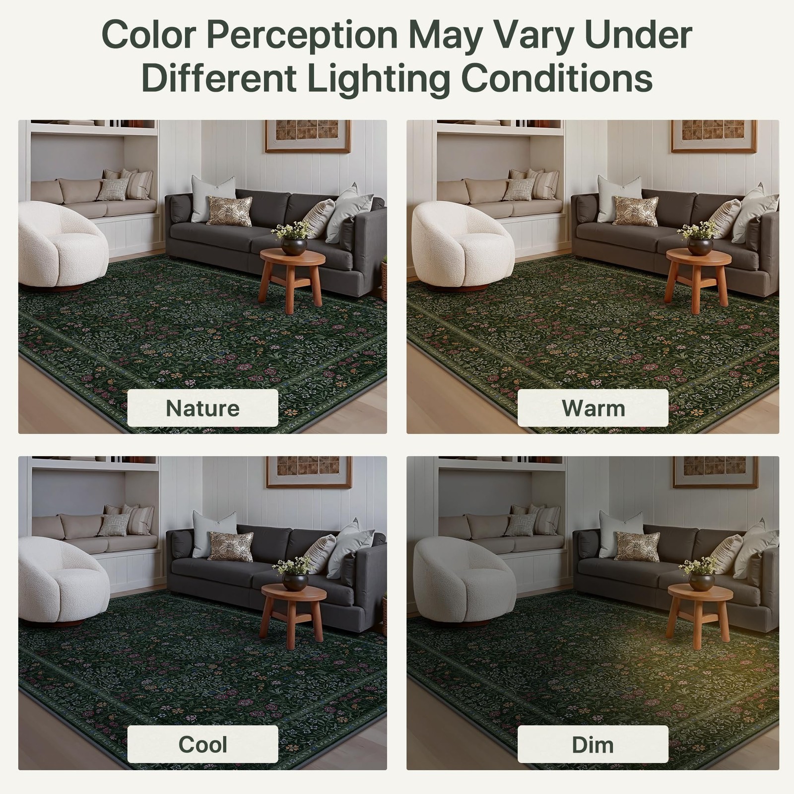GENIMO 5×7 Area Rug for Living Room, 5′ x 7′ (Rectangular), Dark Green-1