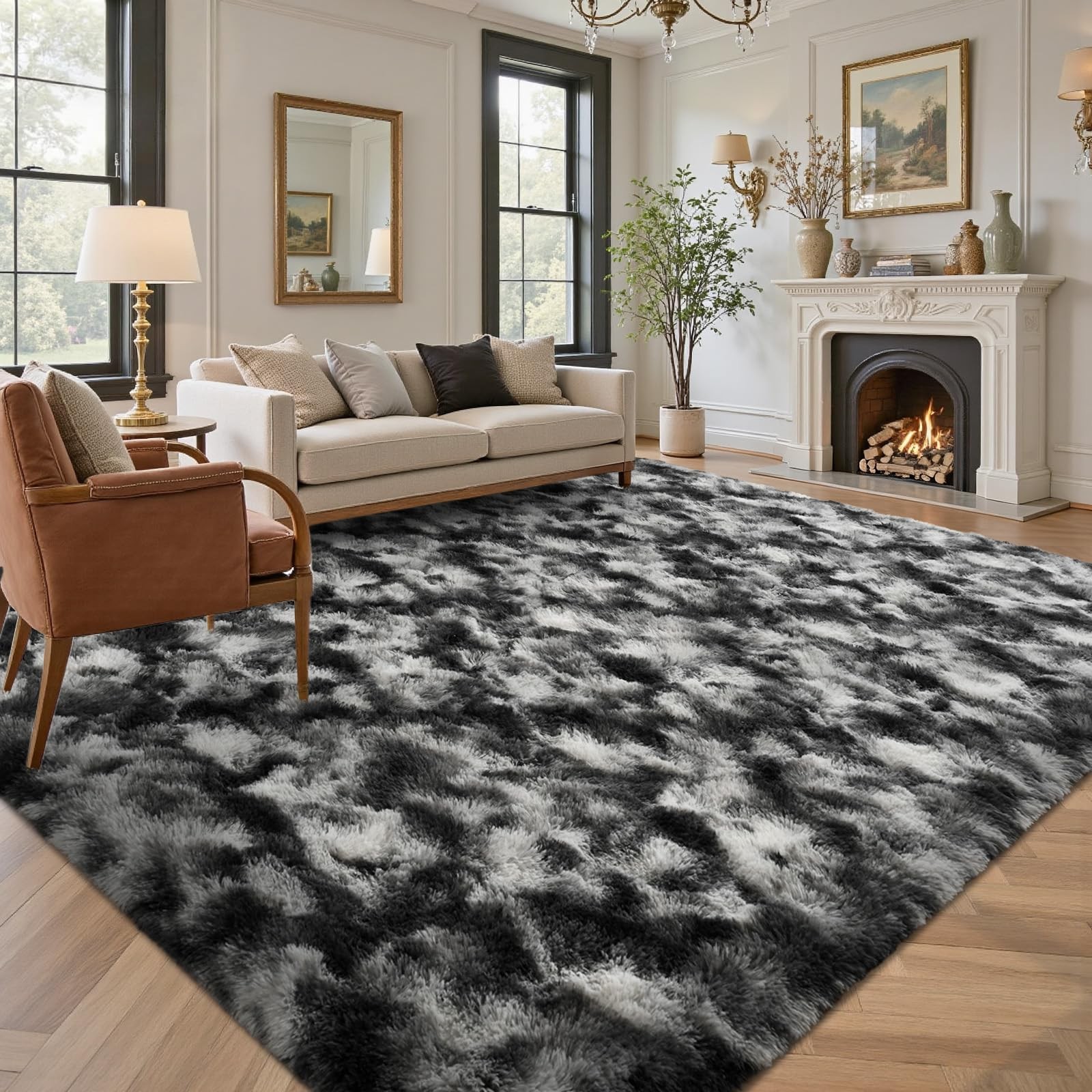 Area Rugs for Living Room 8x10Ft, Soft Fluffy Shagg Plush Bedroom Rug Non-Sli…