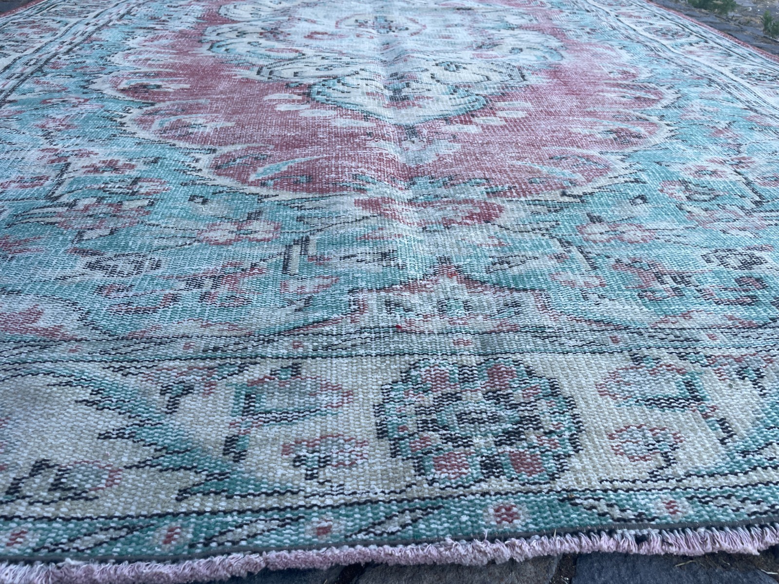 Turkish Vintage Rug, Handmade Wool Rug, Bohemian Large Rug, 6,3 x 9,3 ft