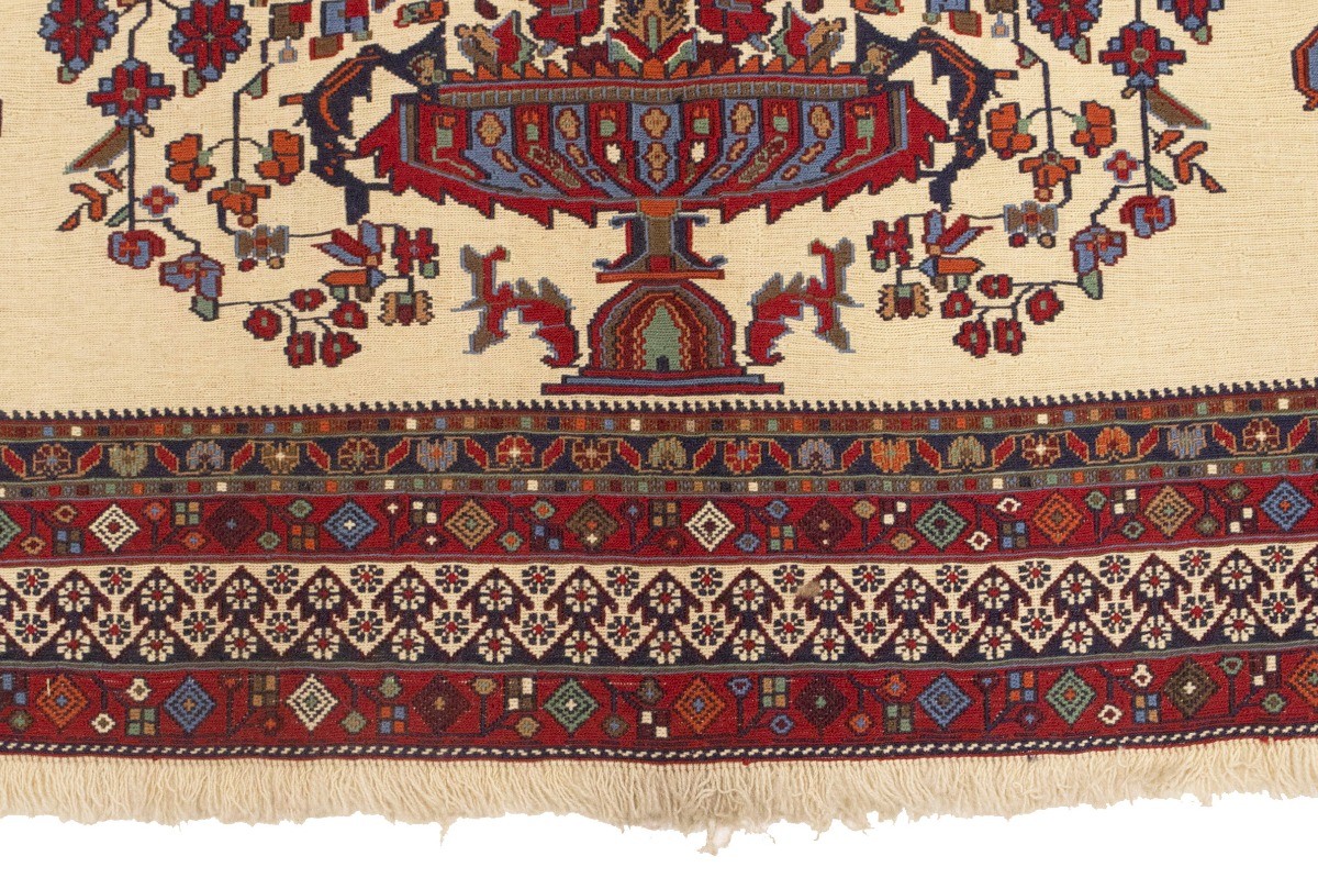 Sumak Pictorial Floral Tribal Style Oriental Rug Flat-Weave Wool Carpet 4’6X6 ft