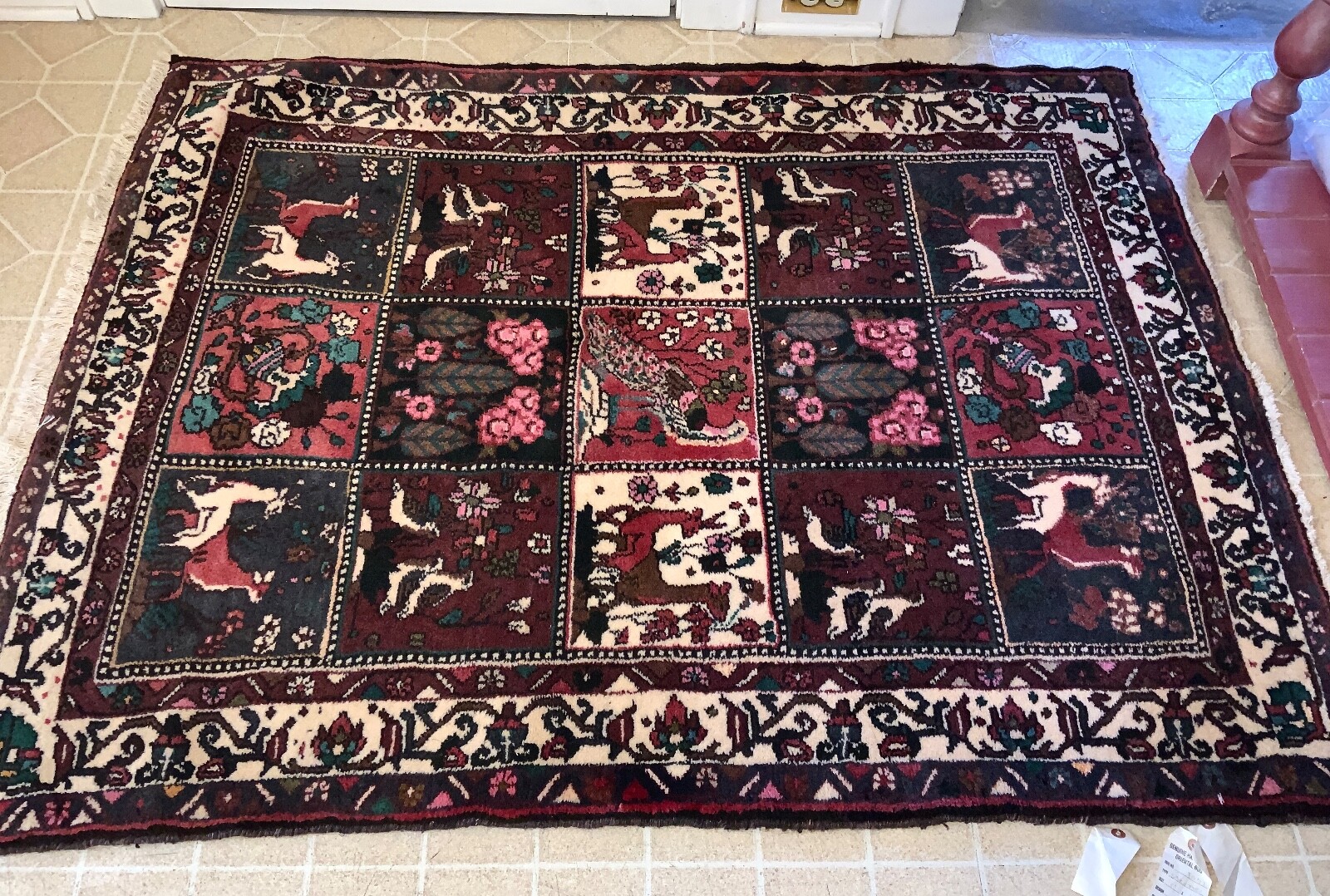 Bakhtiari Panel Garden Design Oriental Rug / 3.10 x 5′ Hand Knotted Wool