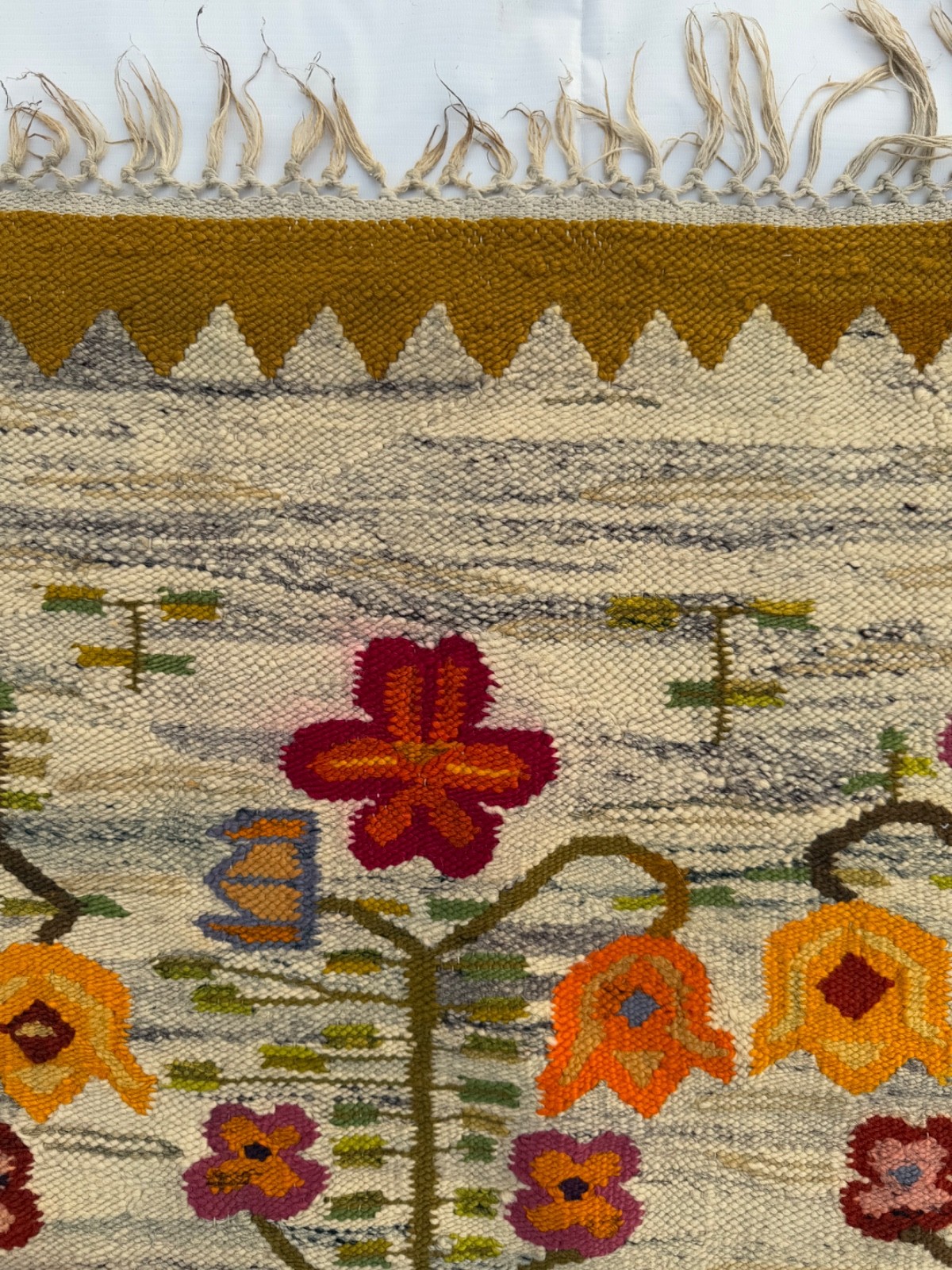 Vintage Hand Woven European Polandi Wool Weaving Tapestry Kilim Rug 5’2″x3’1″ Ft