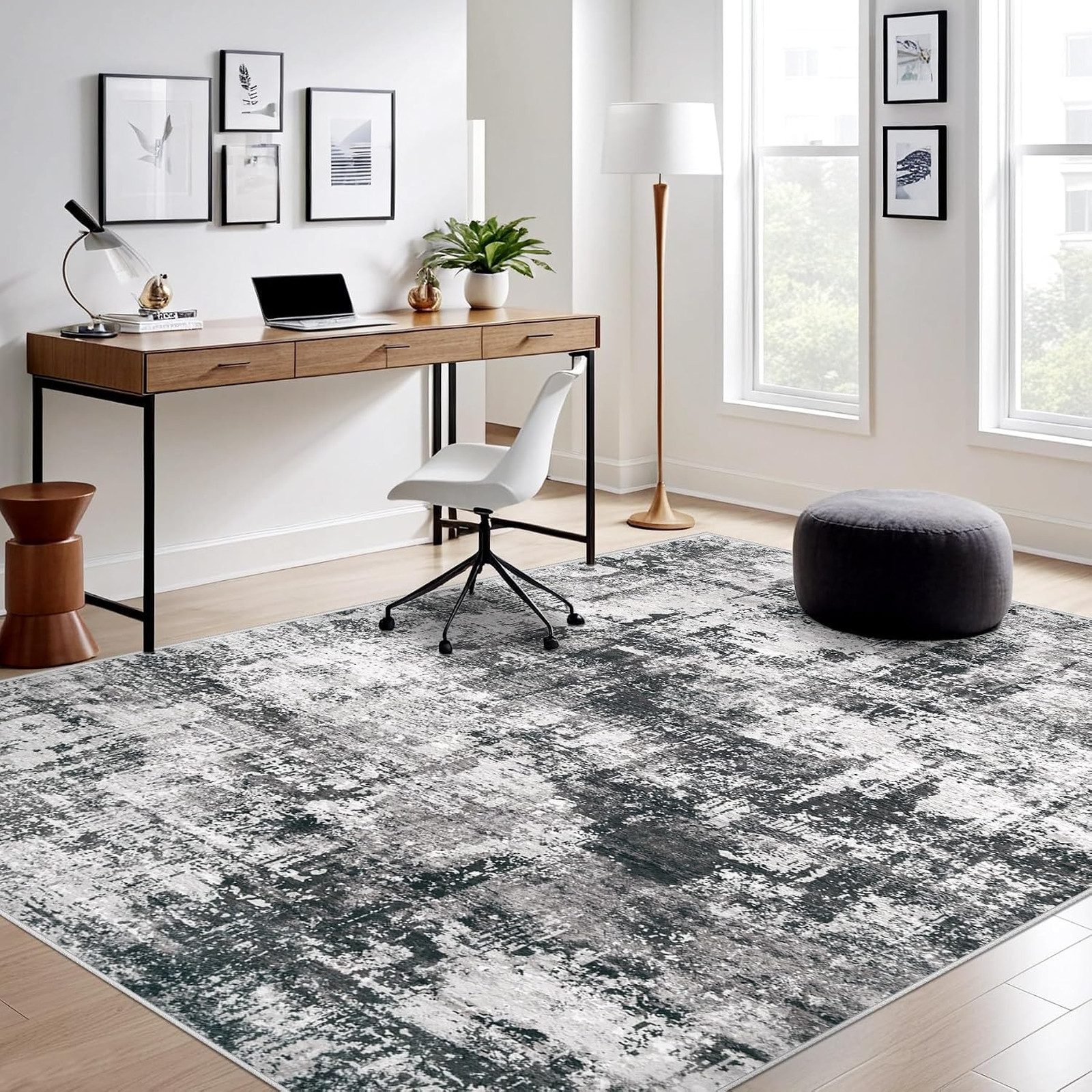 6×9 Area Rug Modern Washable Abstract Non Slip Stain Resistant Soft Carpet for