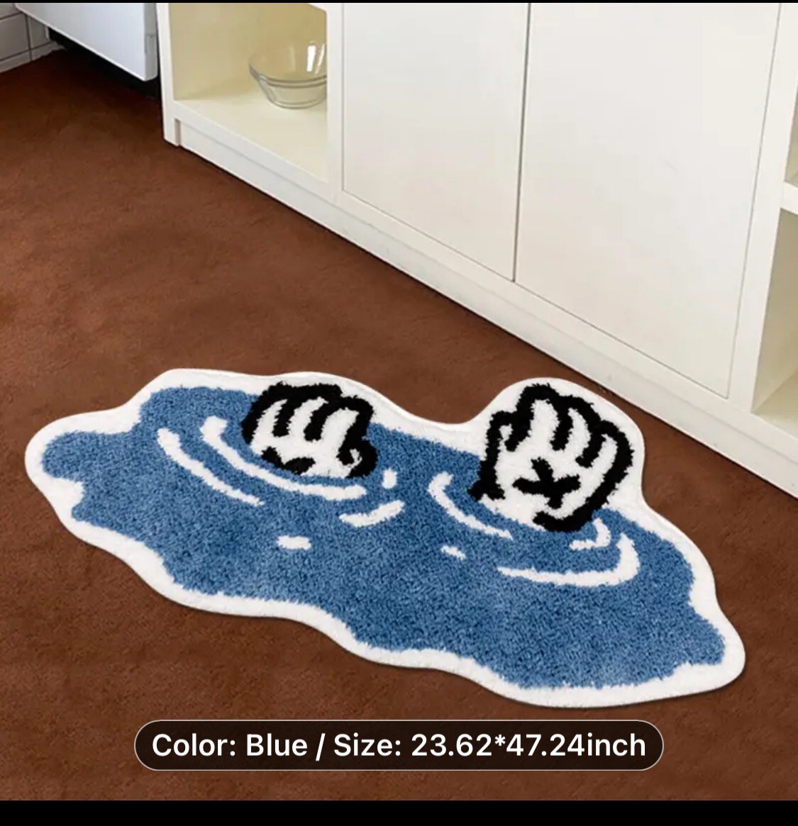 Modern Creative Custom Kaws Velvet Area Rug 60cm/23.6in X 120cm 47in. Blue