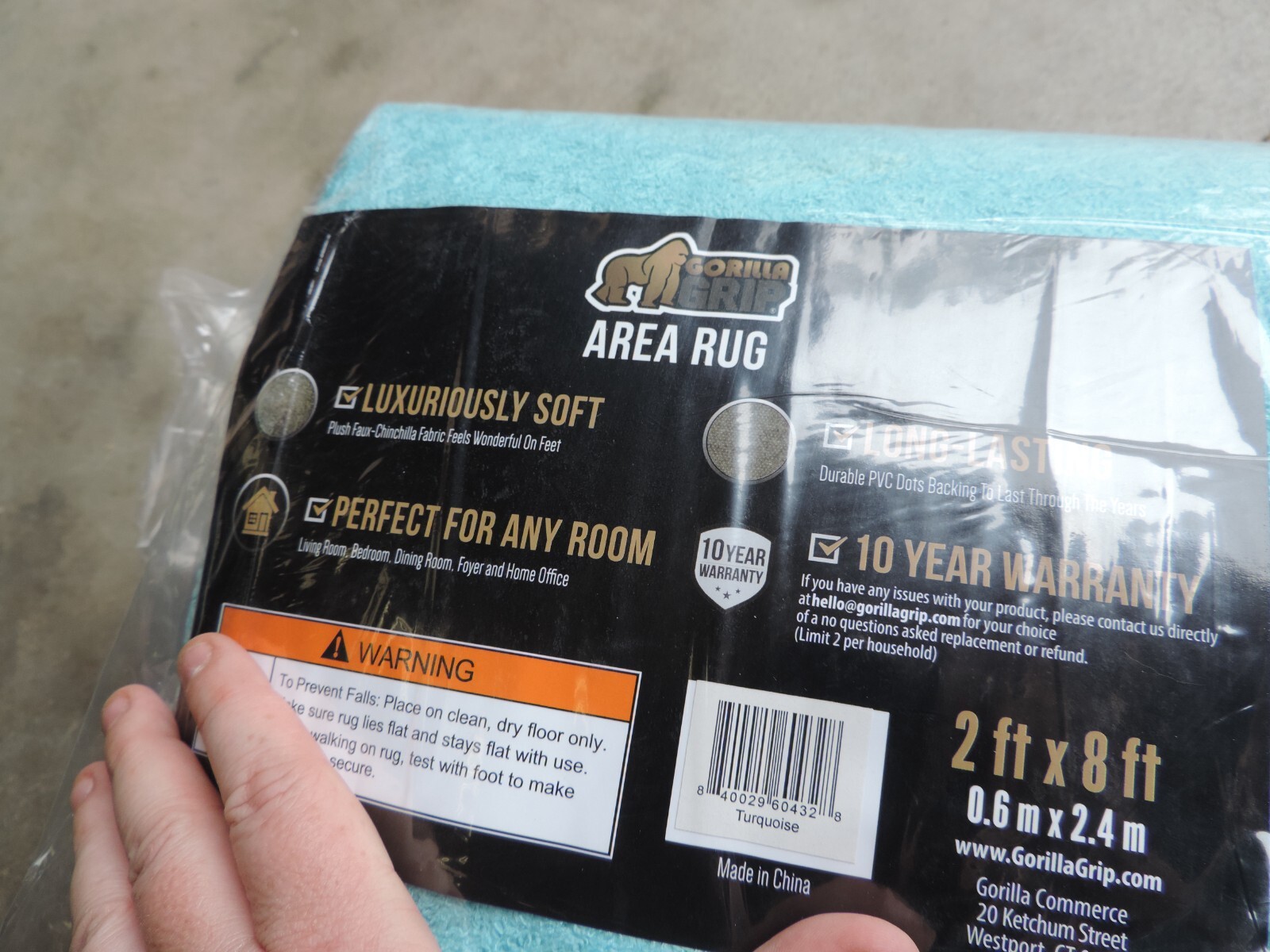 Gorilla Grip Area Rug turquois 2ft x 8ft
