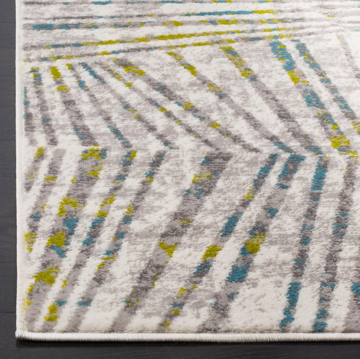 Skyler Collection 8′ x 10′ Modern Abstract Non-Shedding Area Rug in Grey/Green