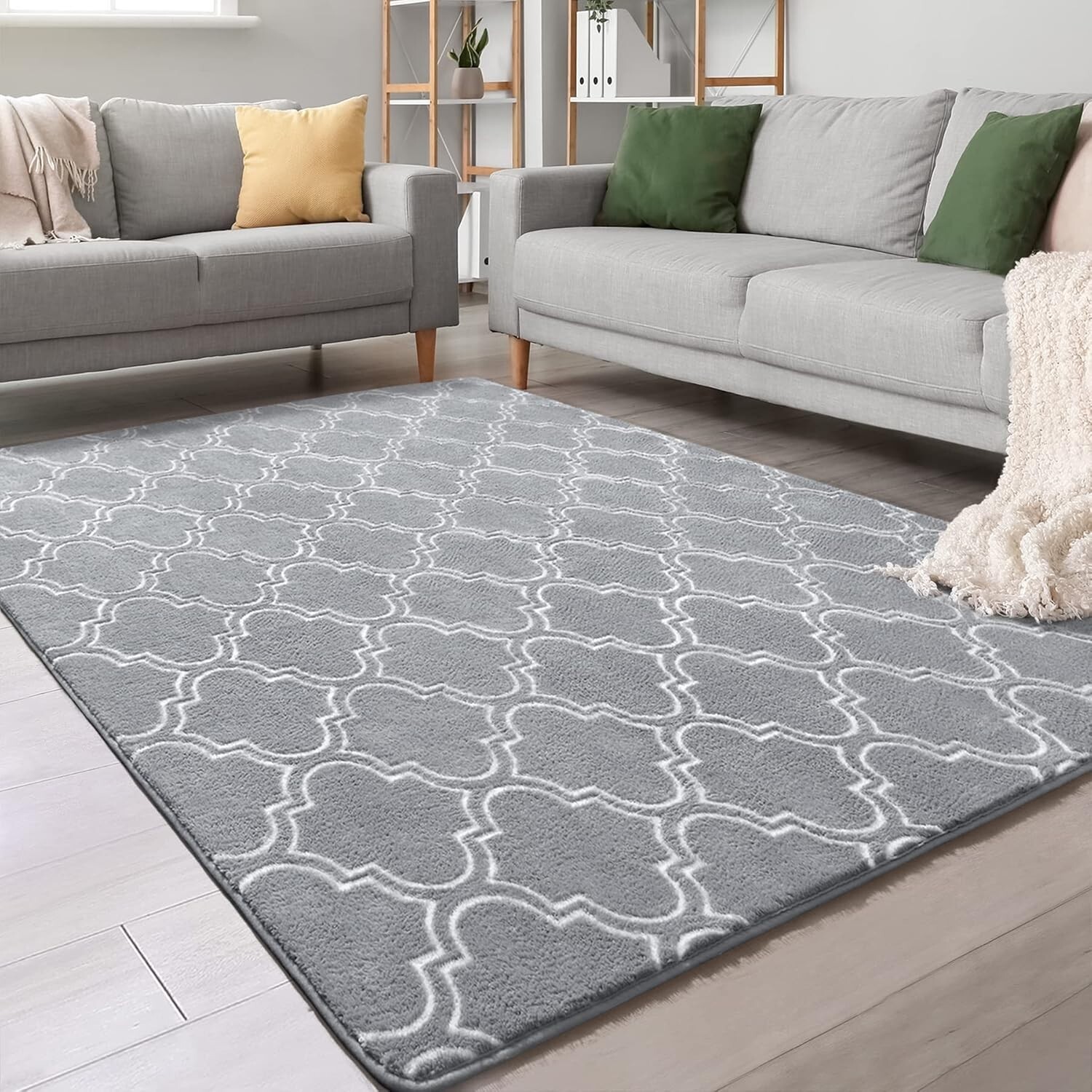 Shag Geometric Modern Area Rug for Bedroom 4X6 Feet Memory Foam Indoor Carpet